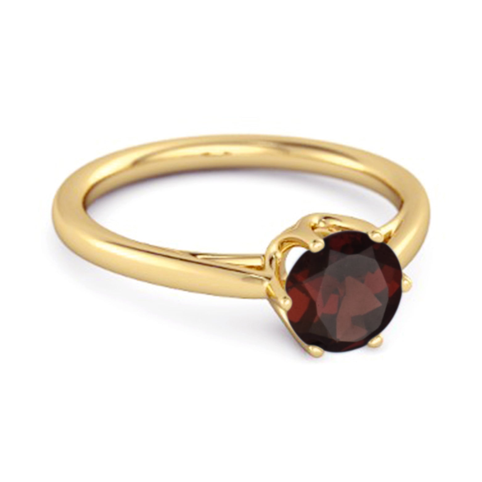Garnet Minimalist Solitaire Ring - Sterling SIlver