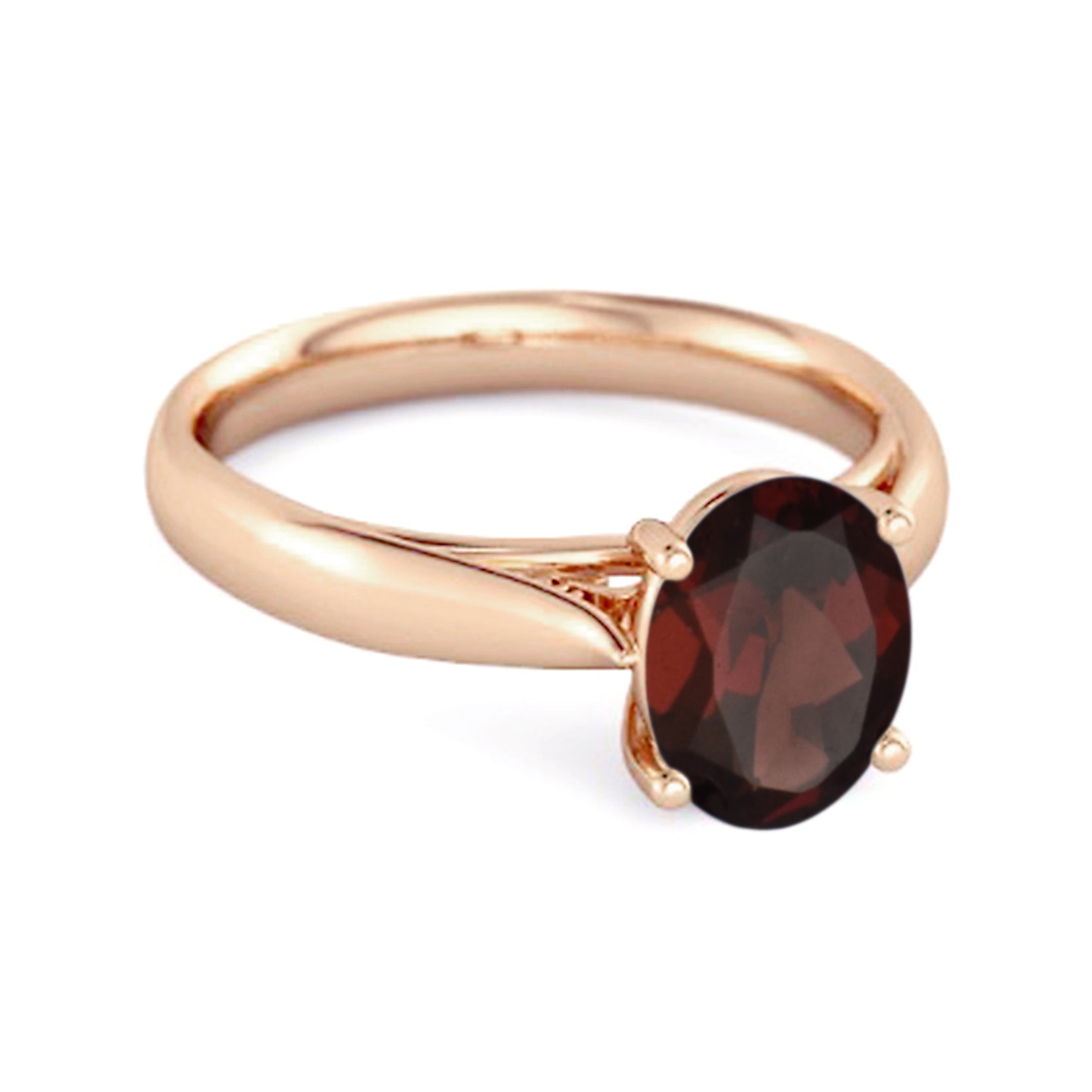 Garnet Classic Solitaire Ring - Sterling Silver