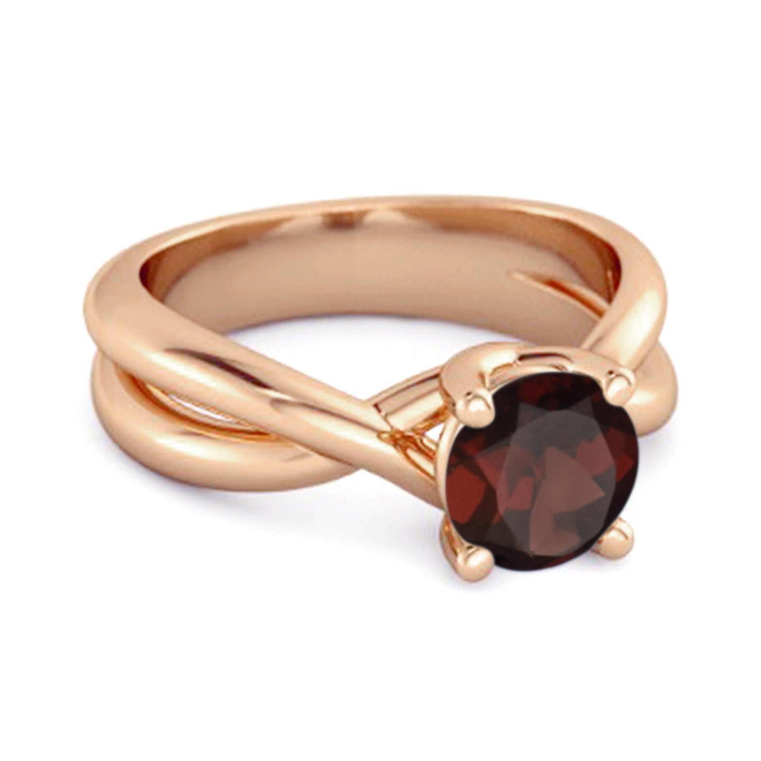 Garnet Crisscross Band Ring - Sterling Silver