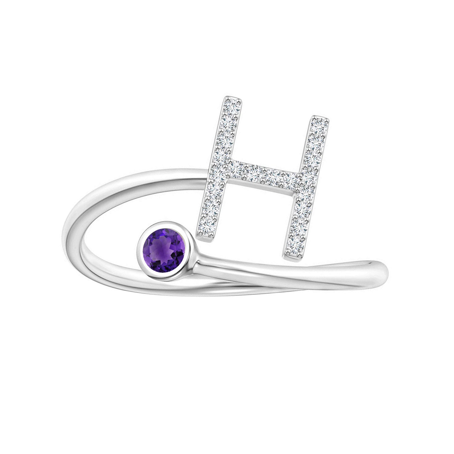 Initials Amethyst Alphabet Ring