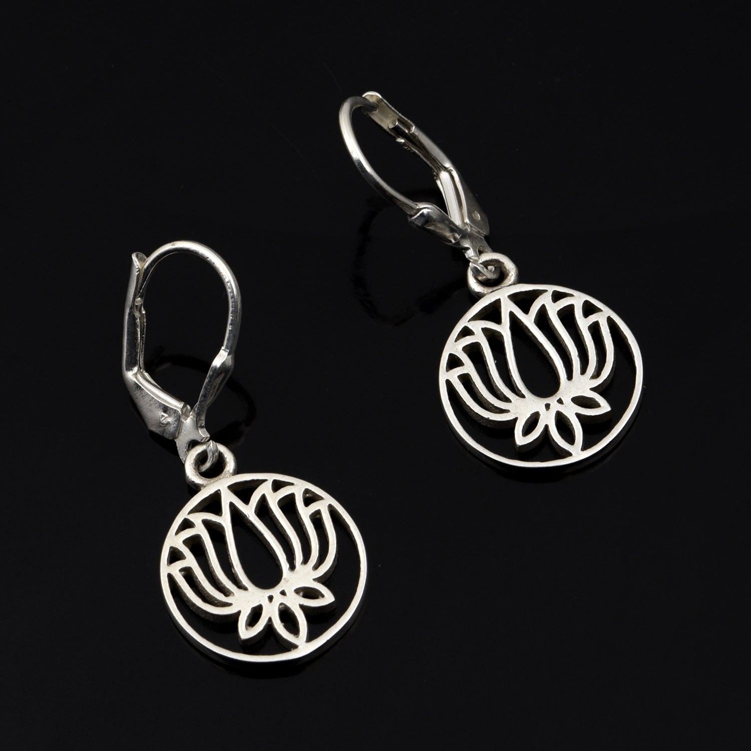 Lotus Dangle Earrings - Sterling Silver