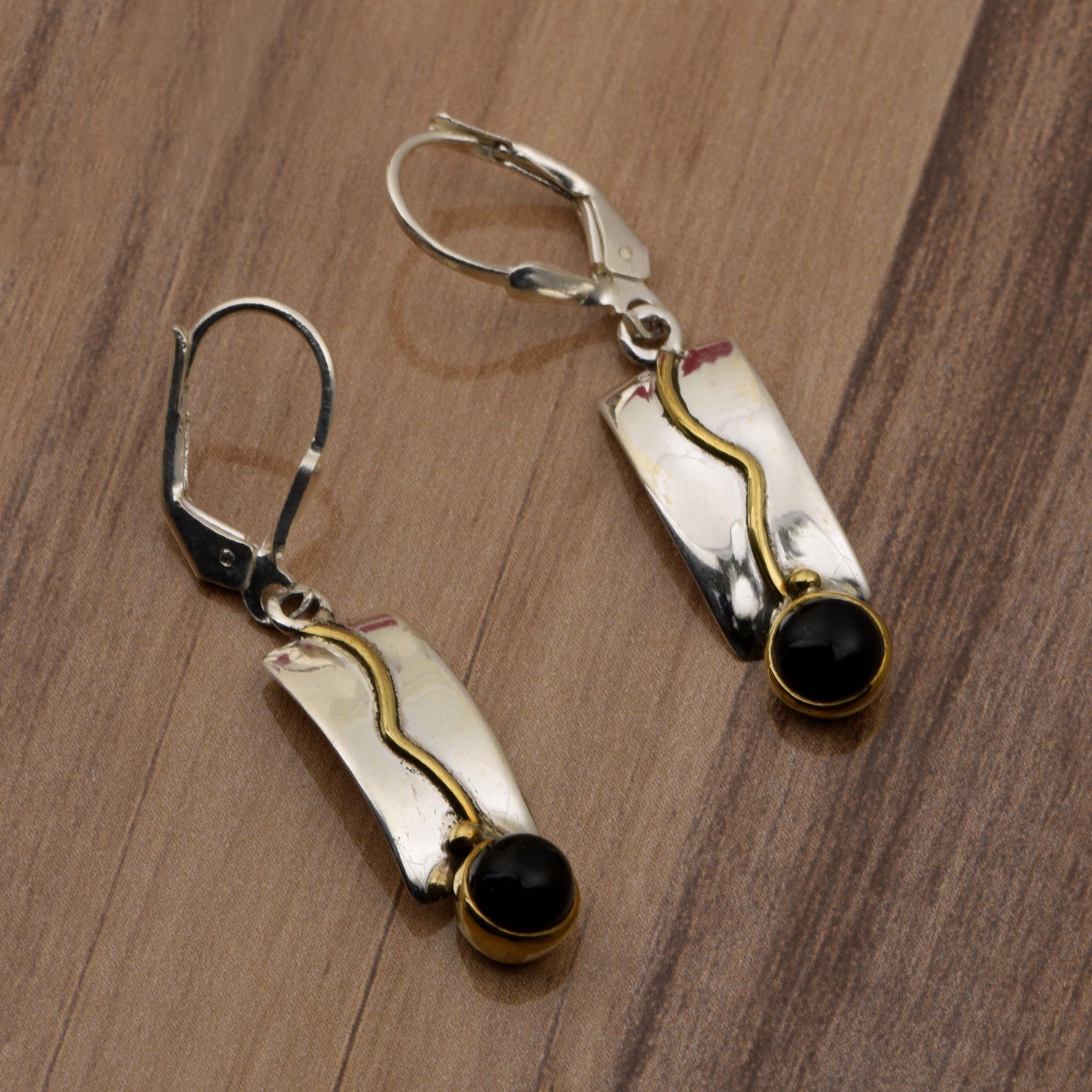 Black Spinel Dangle Earrings - Sterling Silver