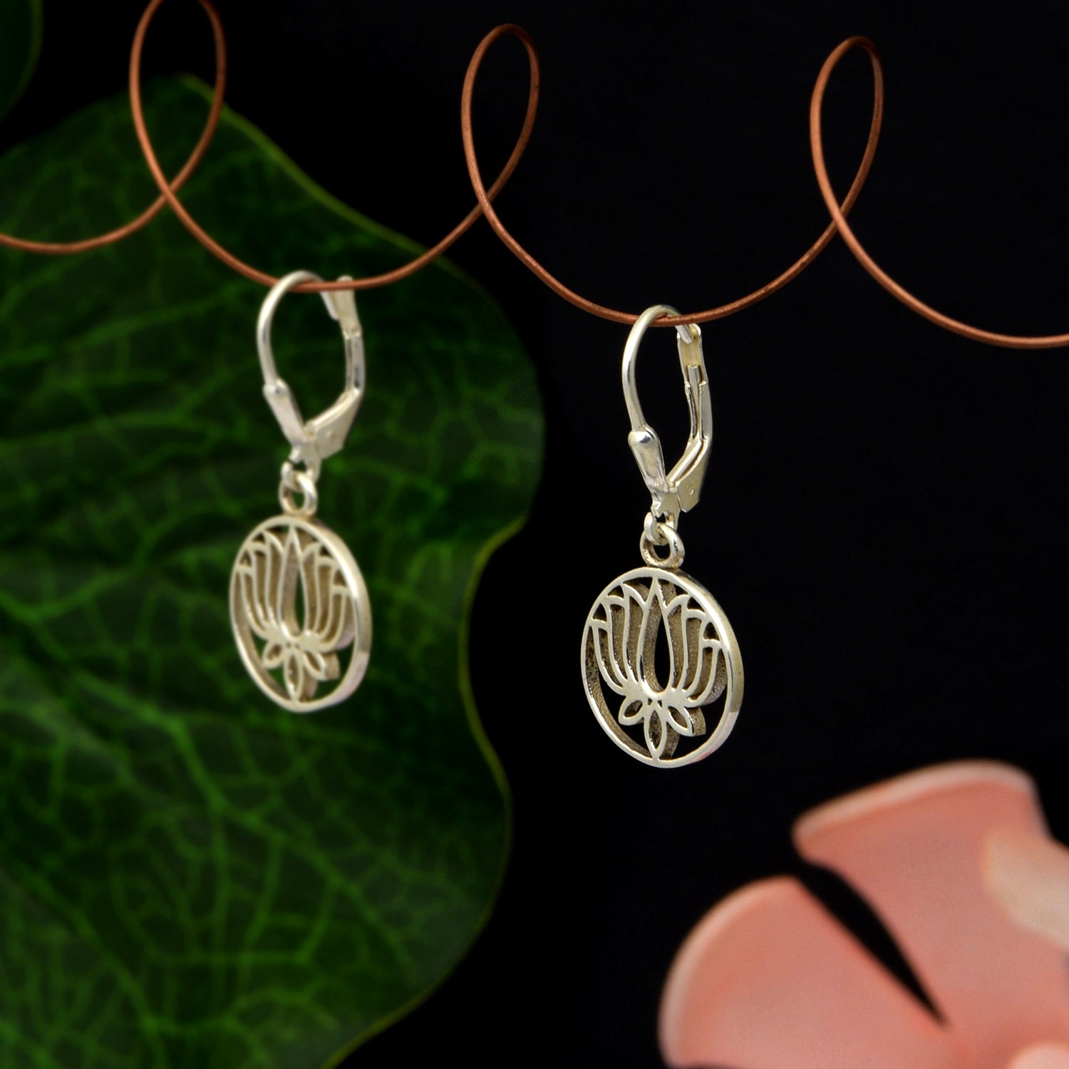 Lotus Dangle Earrings - Sterling Silver