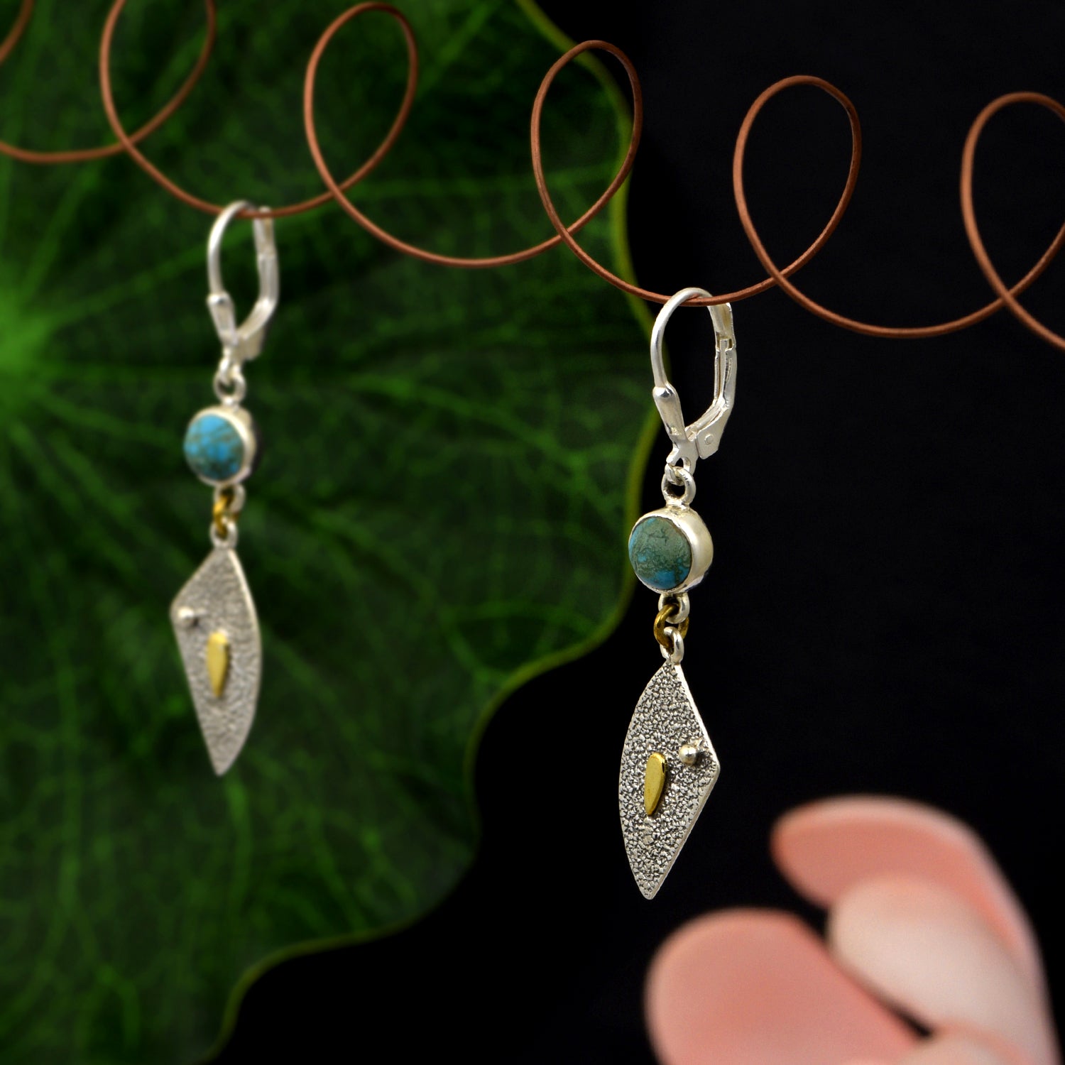 Turquoise Dangle Earrings - Sterling Silver