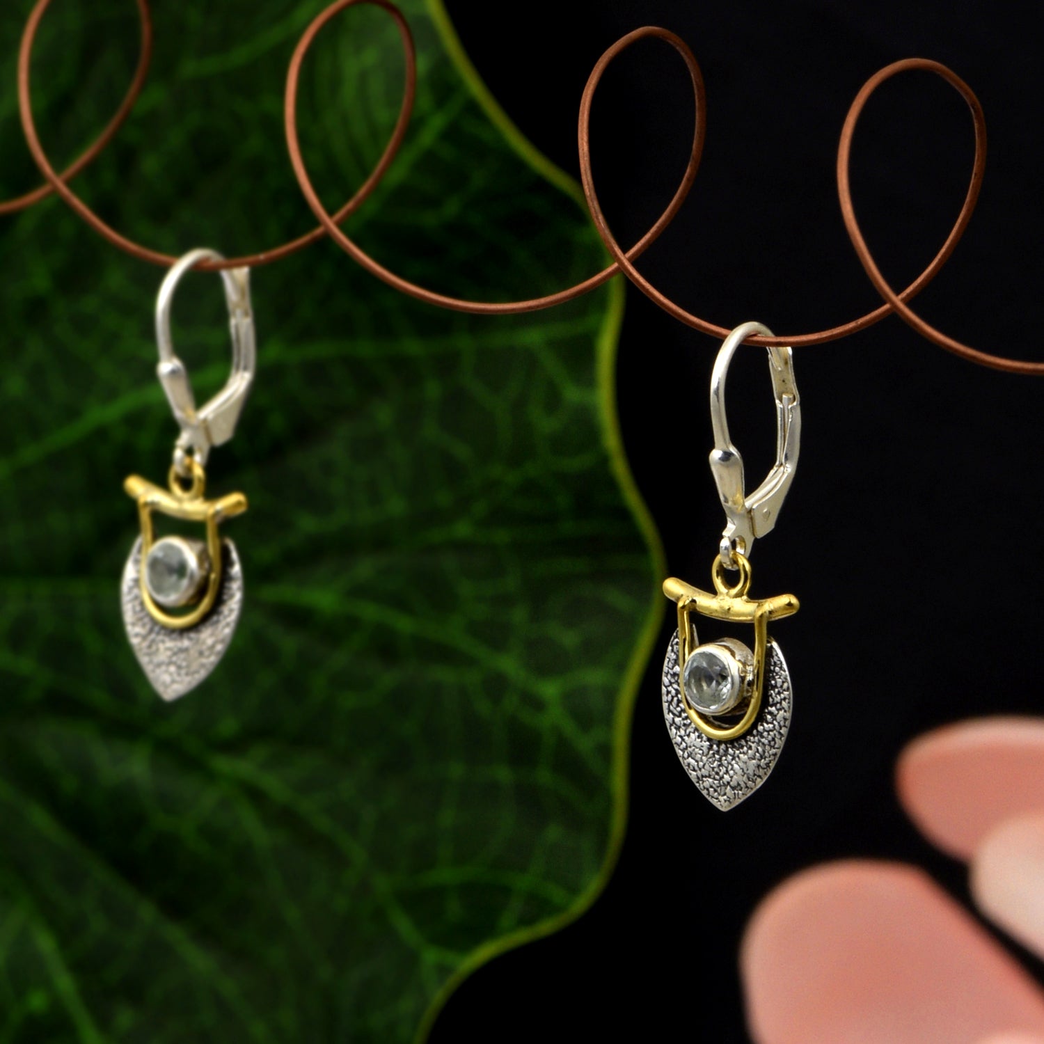 Cubic Zirconia Handmade Dangle Earrings
