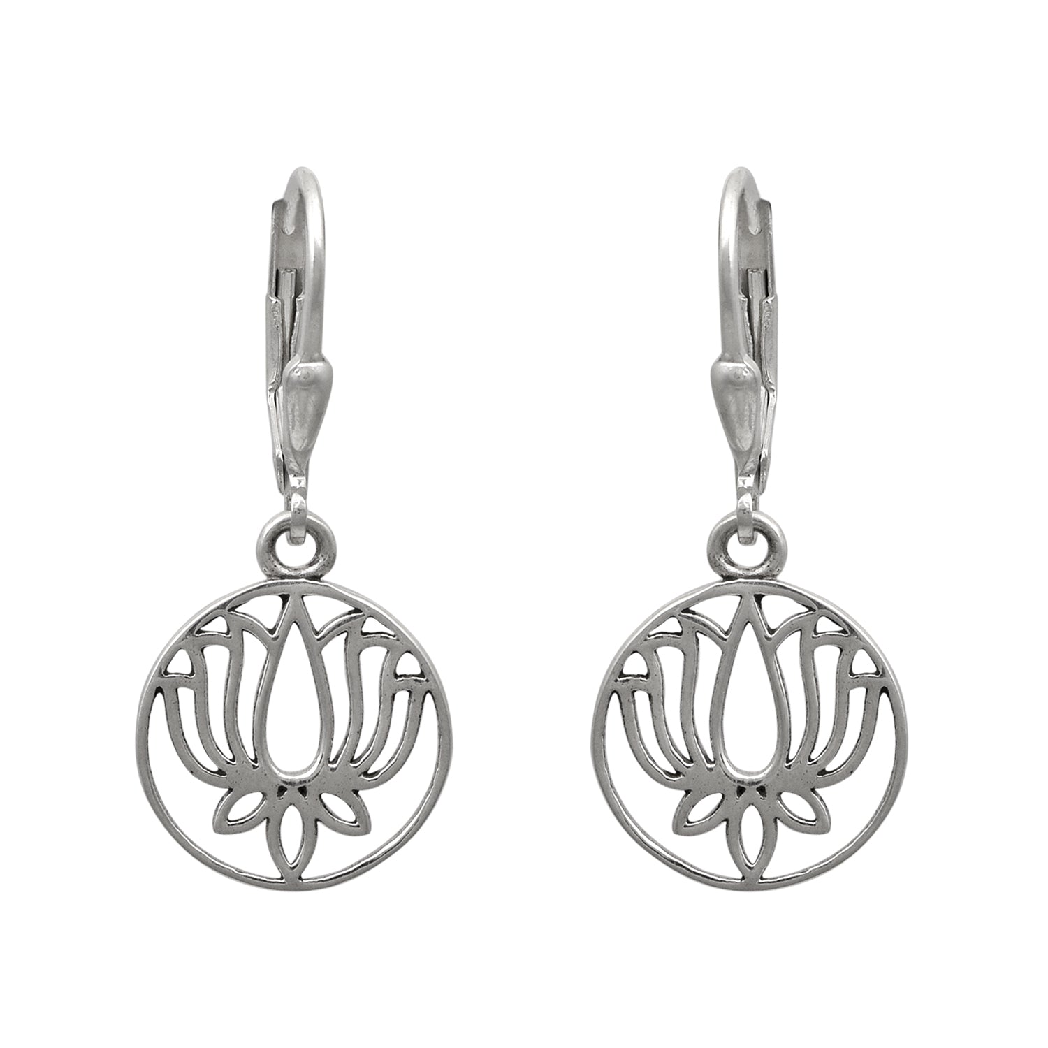 Lotus Dangle Earrings - Sterling Silver