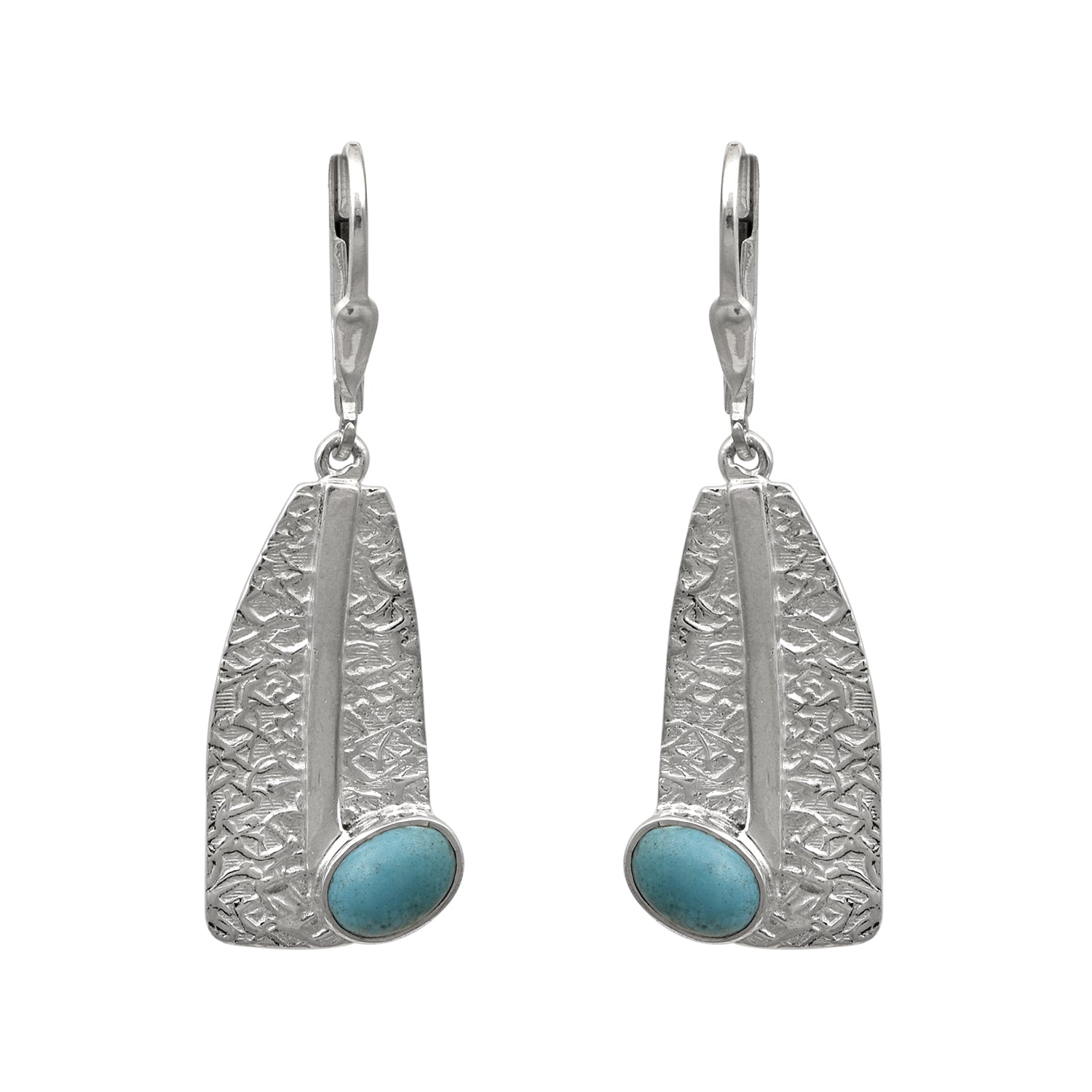 Turquoise Bar Drop Design Earrings - Sterling Silver