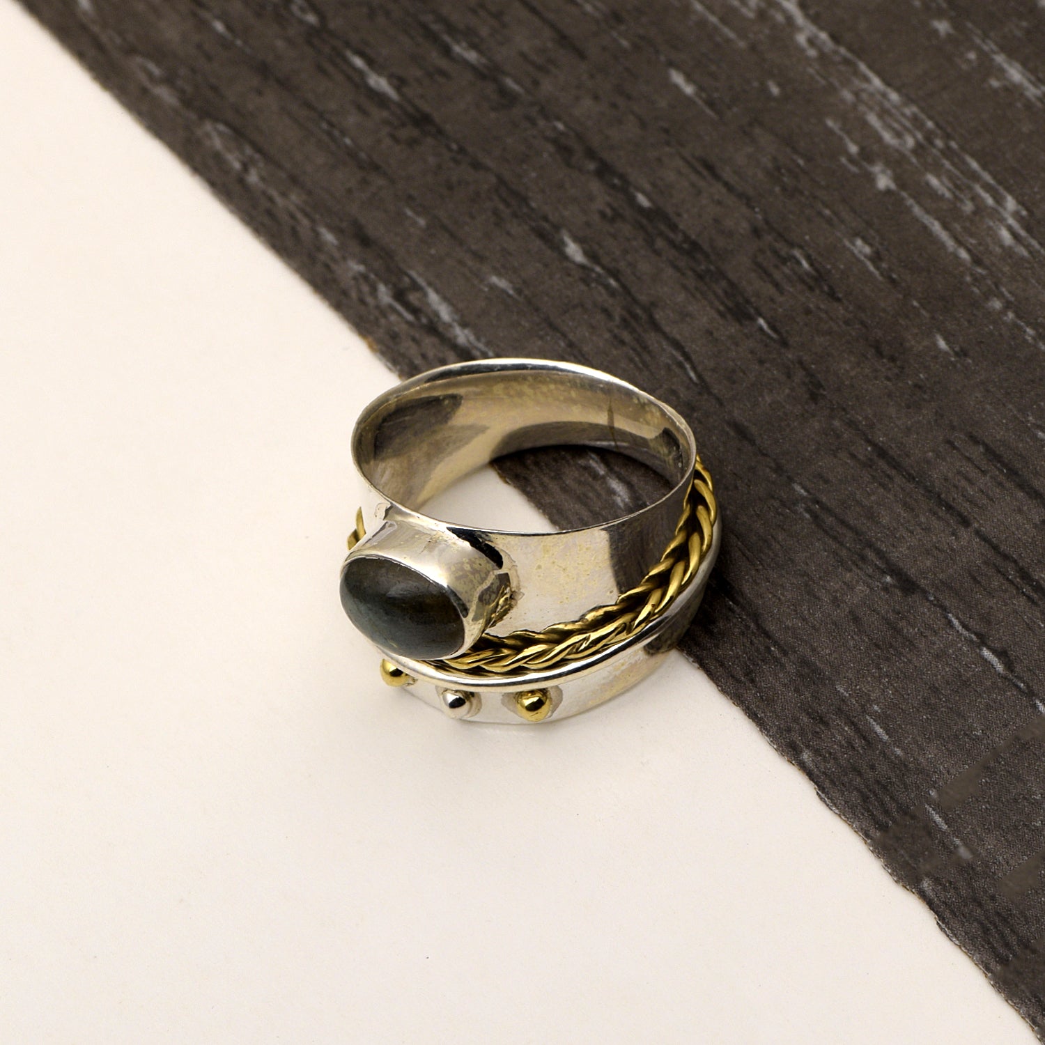 Green Tourmaline Gold Tone Spinner Ring - Sterling Silver