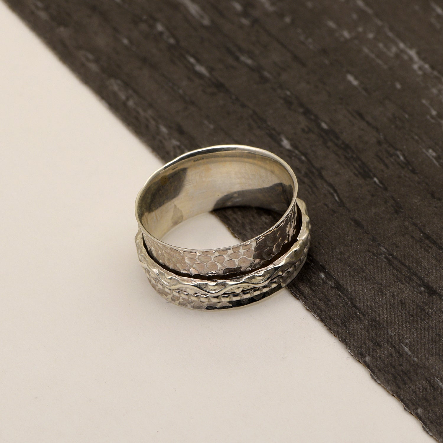 Multi Band Engraved Meditation Spinner Ring