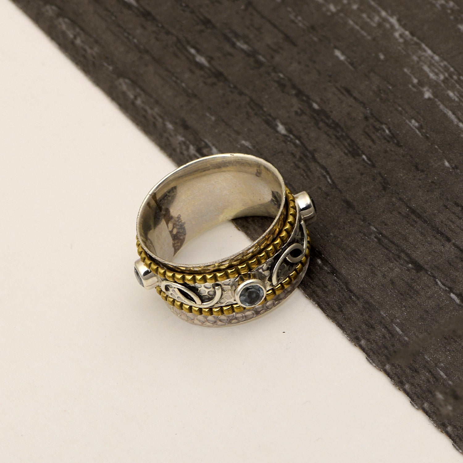 Blue Topaz Spinner Ring - Sterling Silver