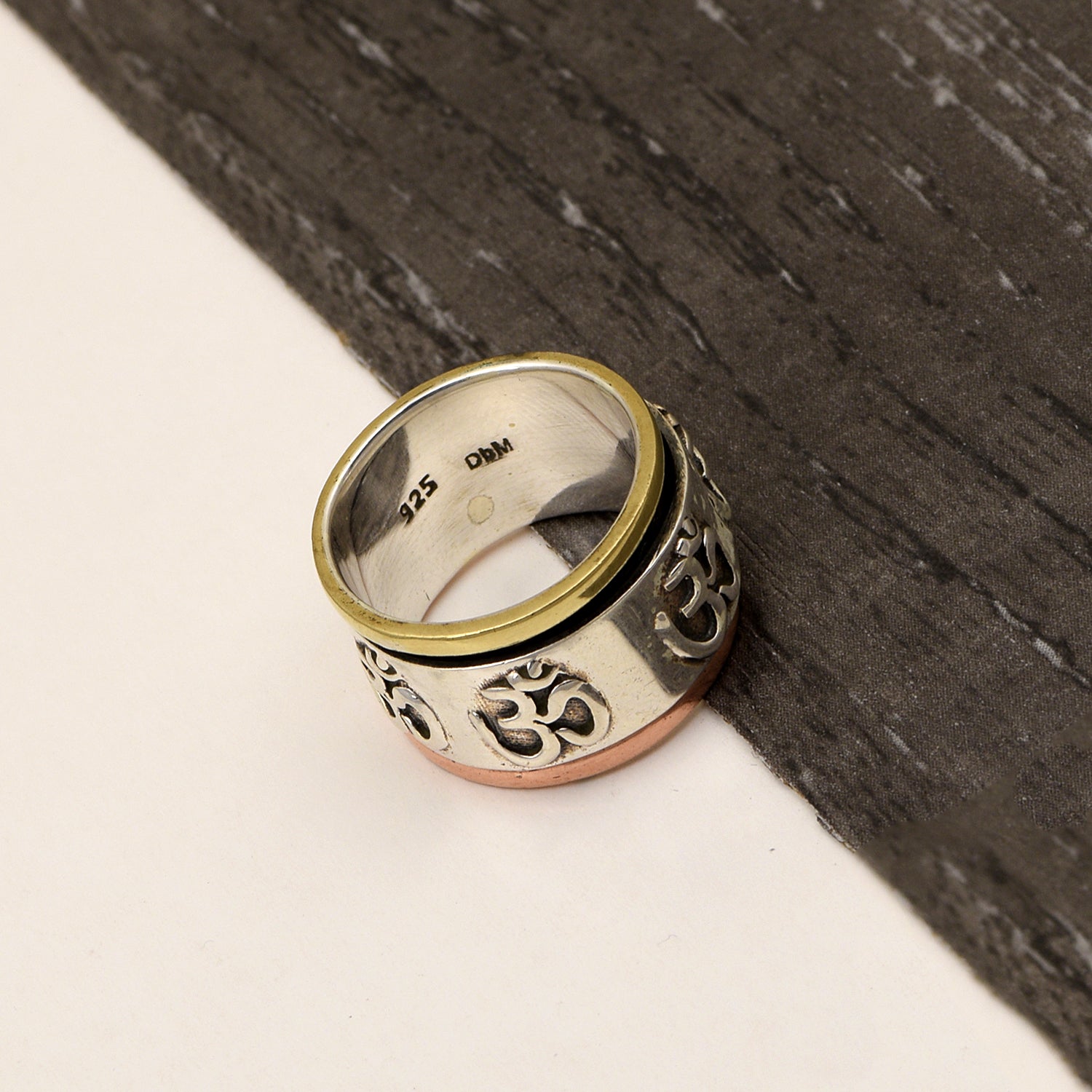 OM Sacred Symbol Design Spinner Ring - Sterling Silver