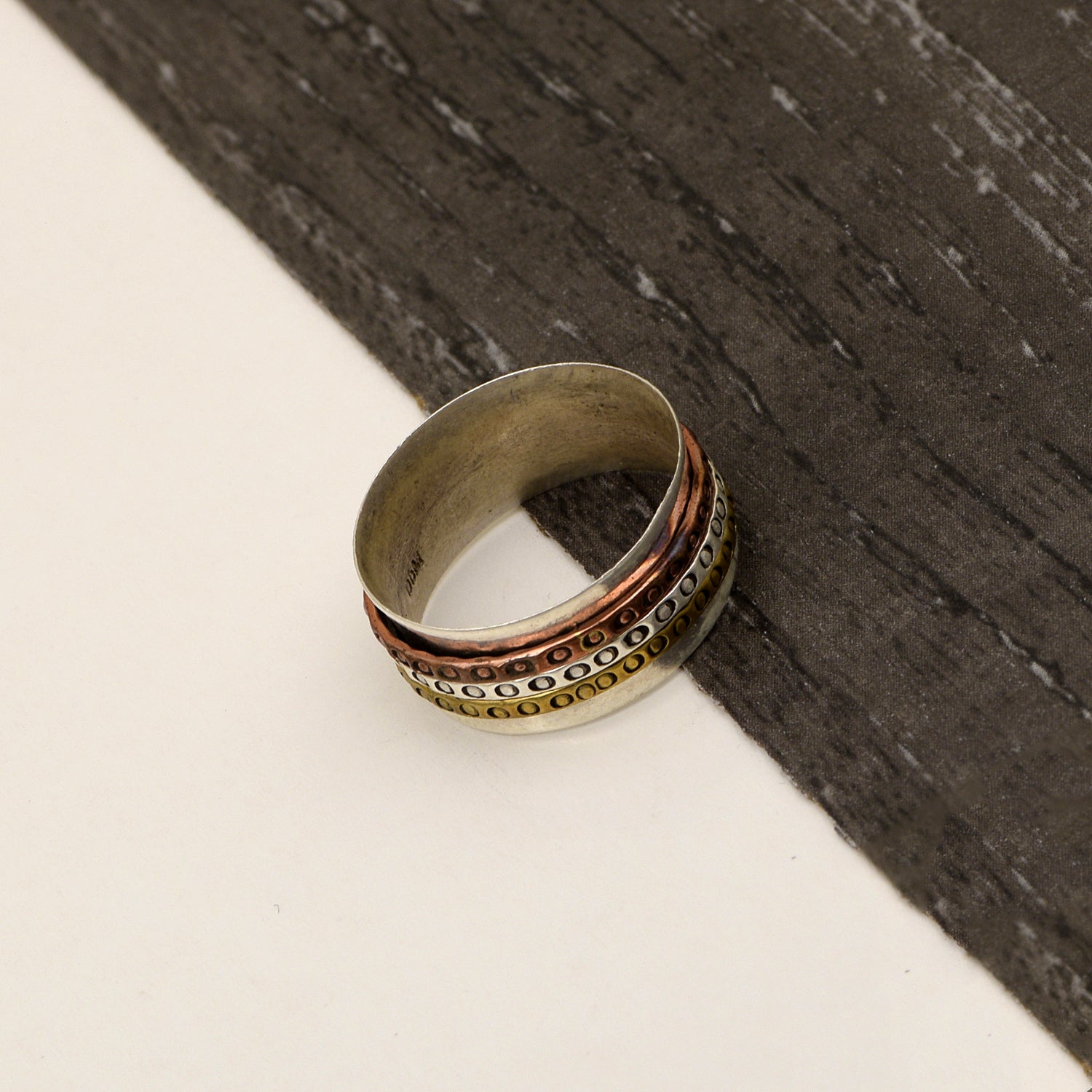 Dotted Pattern Spinner Ring - Sterling Silver