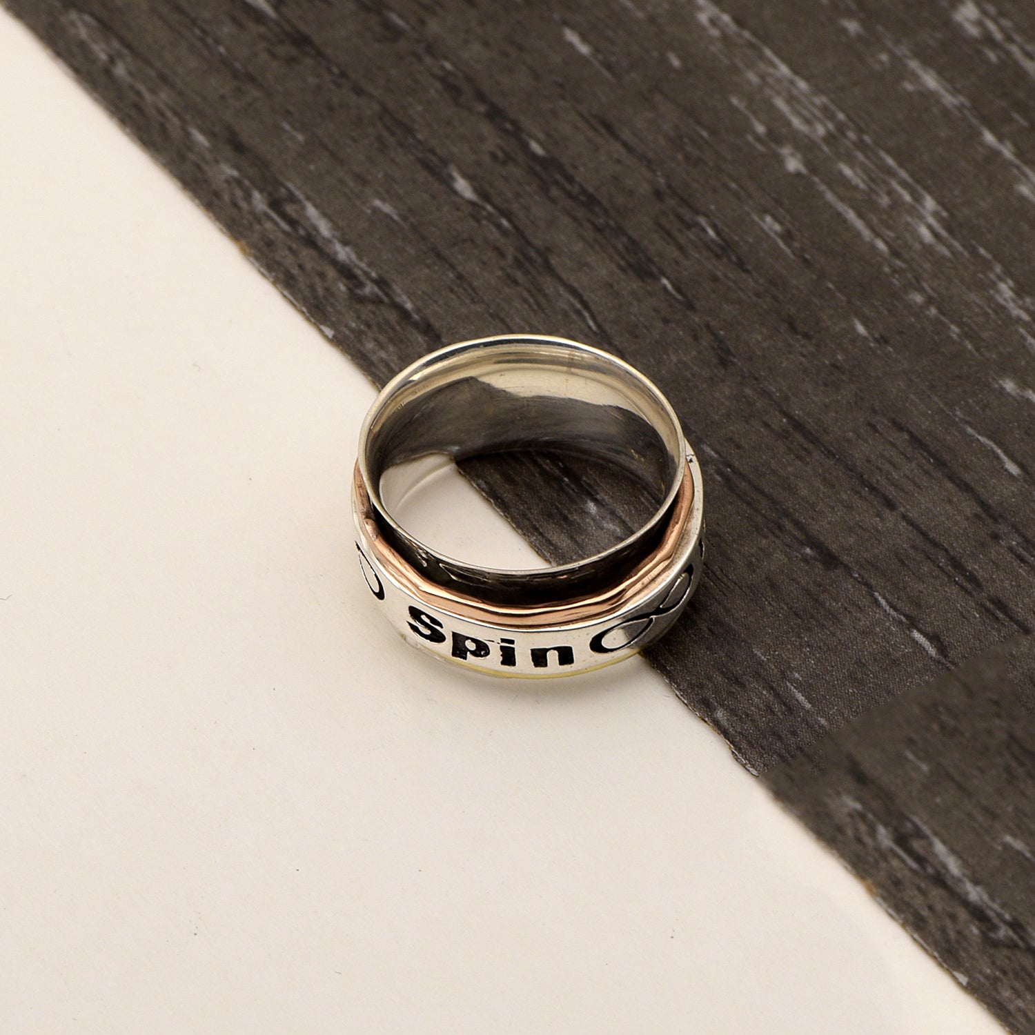 Wish and Spin Triple Band Spinner Ring - Sterling Silver
