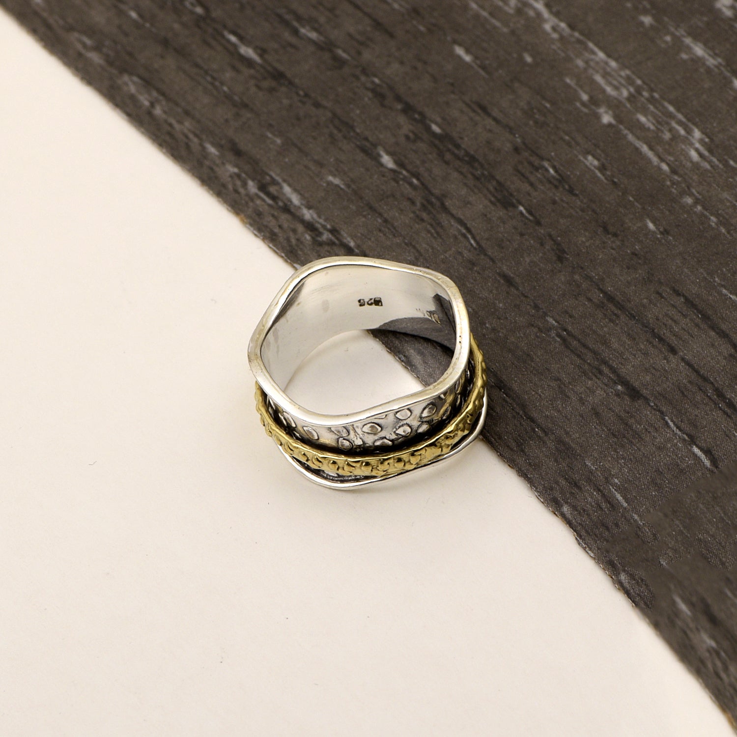 Organic Dot Pattern Textured Spinner Ring - Sterling Silver