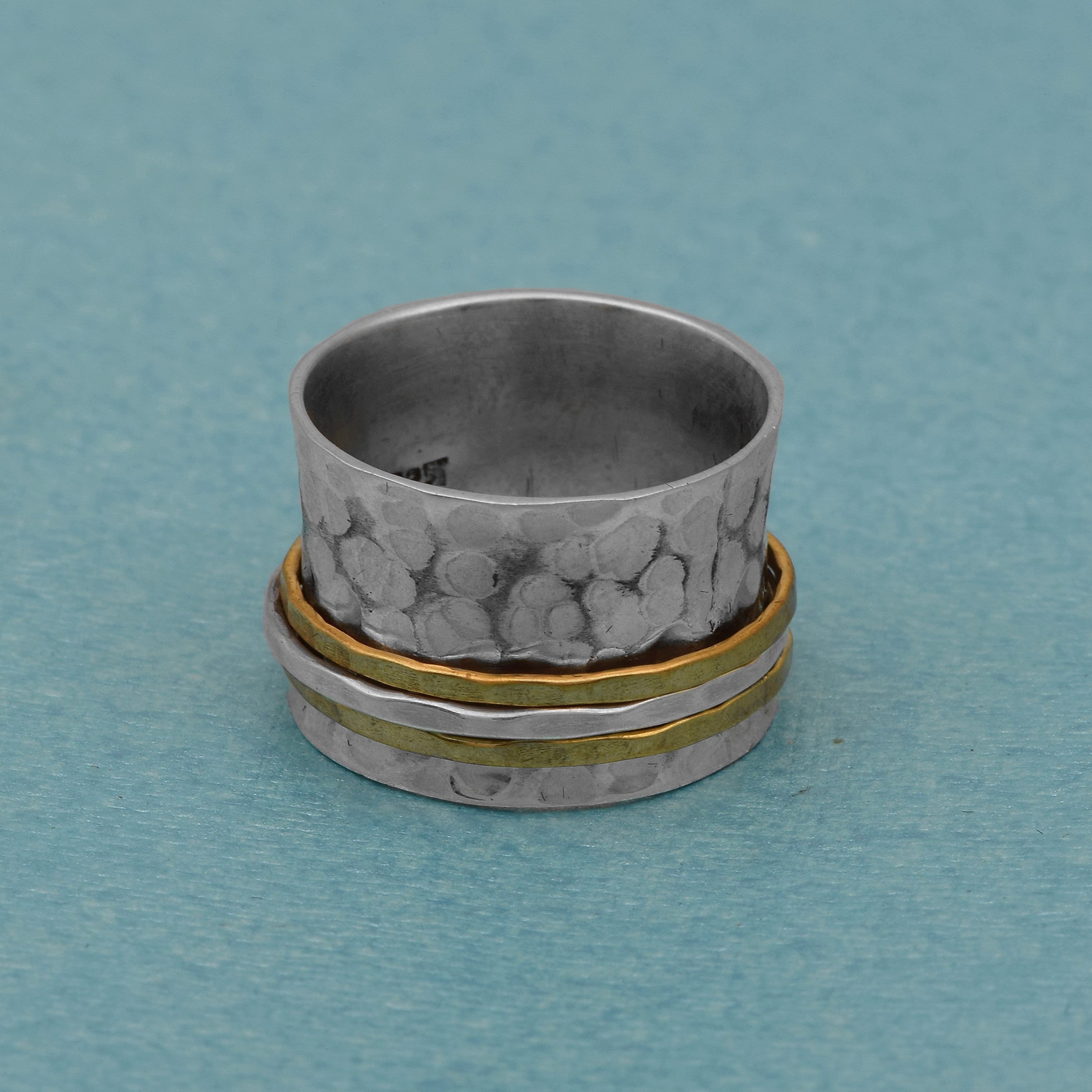 Multi Band Meditation Spinner Ring - Sterling Silver
