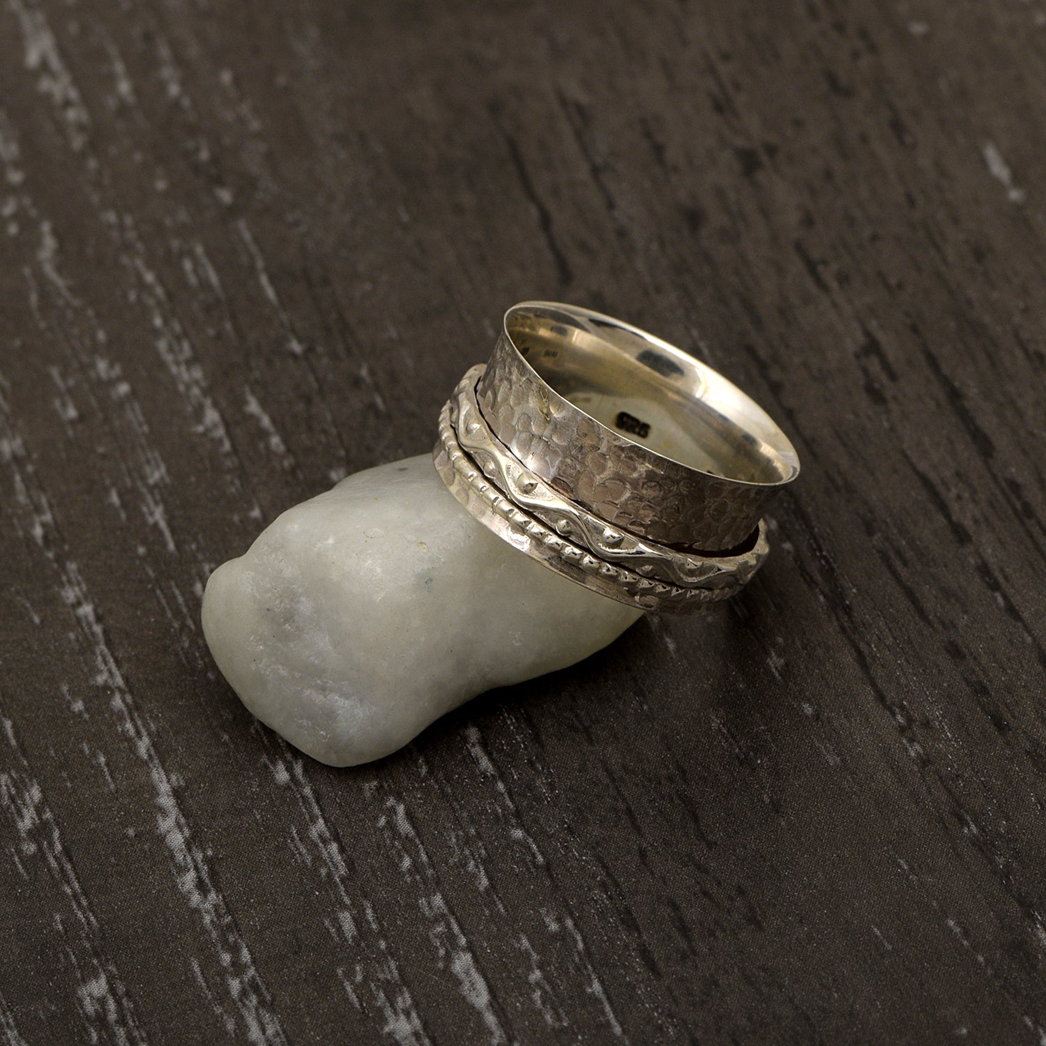 Multi Band Engraved Meditation Spinner Ring