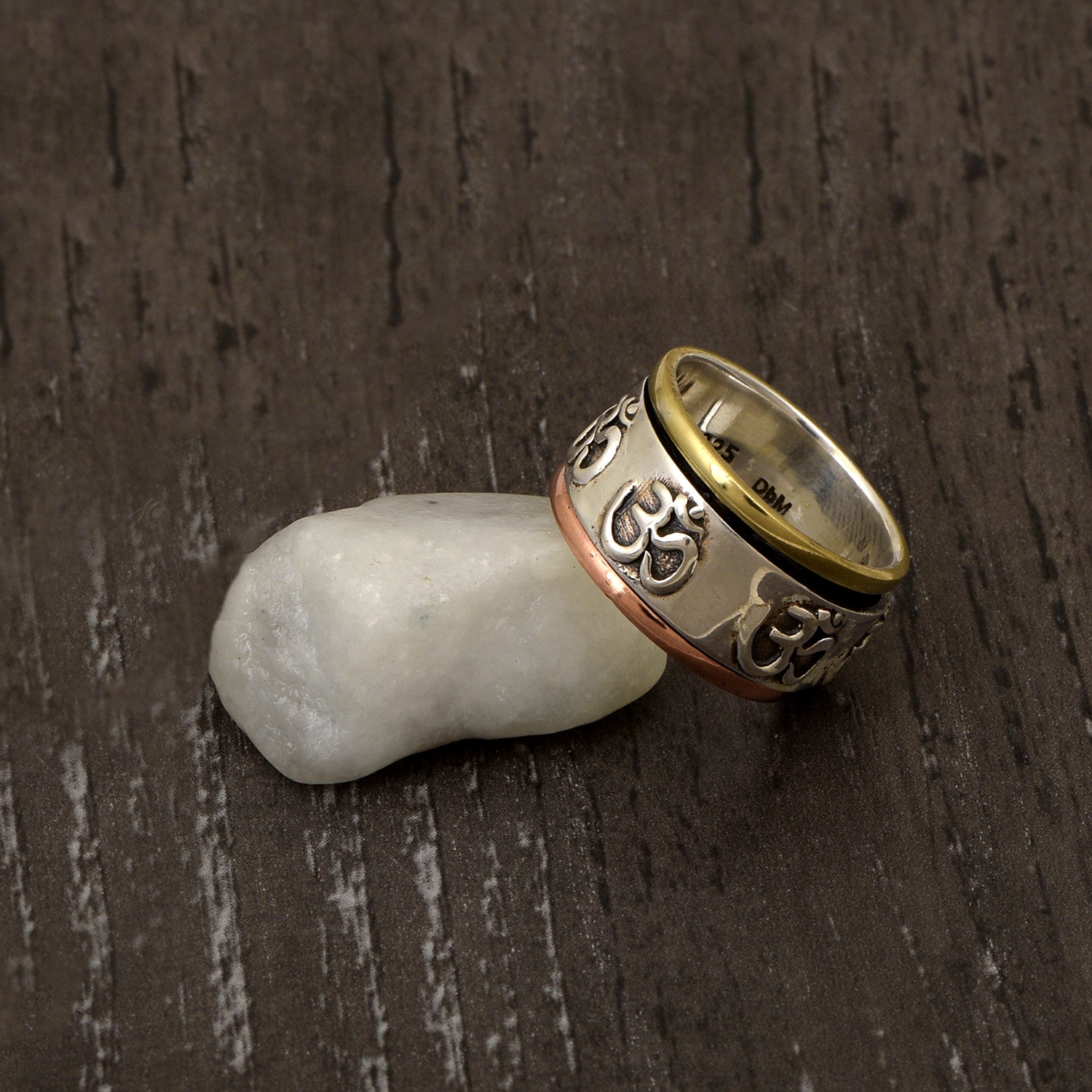 OM Sacred Symbol Design Spinner Ring - Sterling Silver