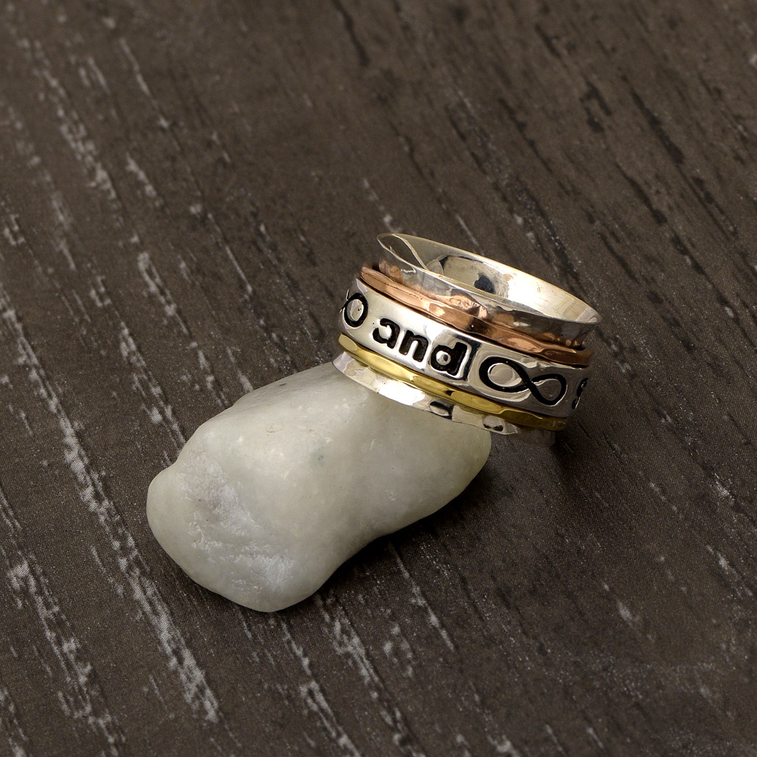 Wish and Spin Triple Band Spinner Ring - Sterling Silver
