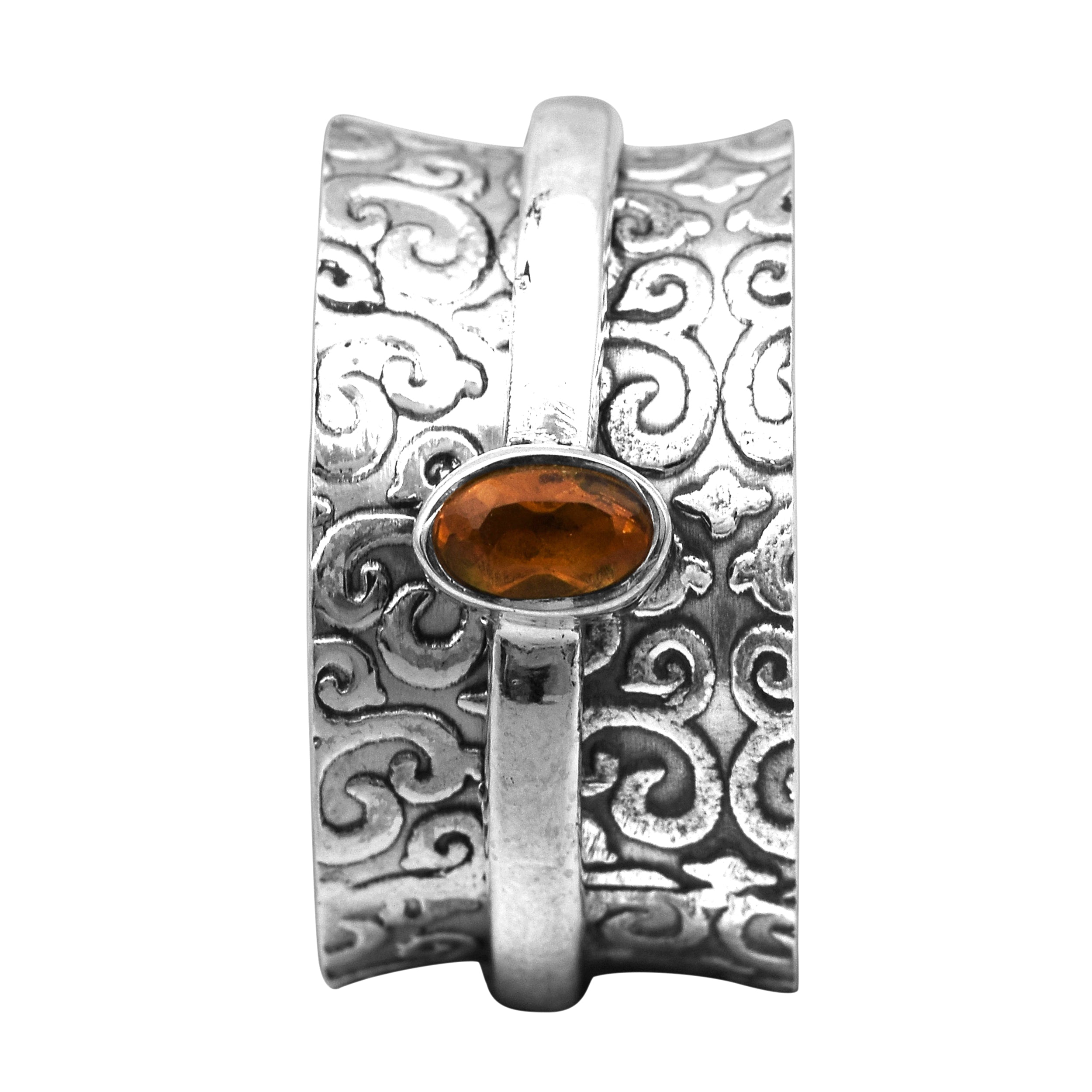 Citrine Spinner Ring - Sterling Silver