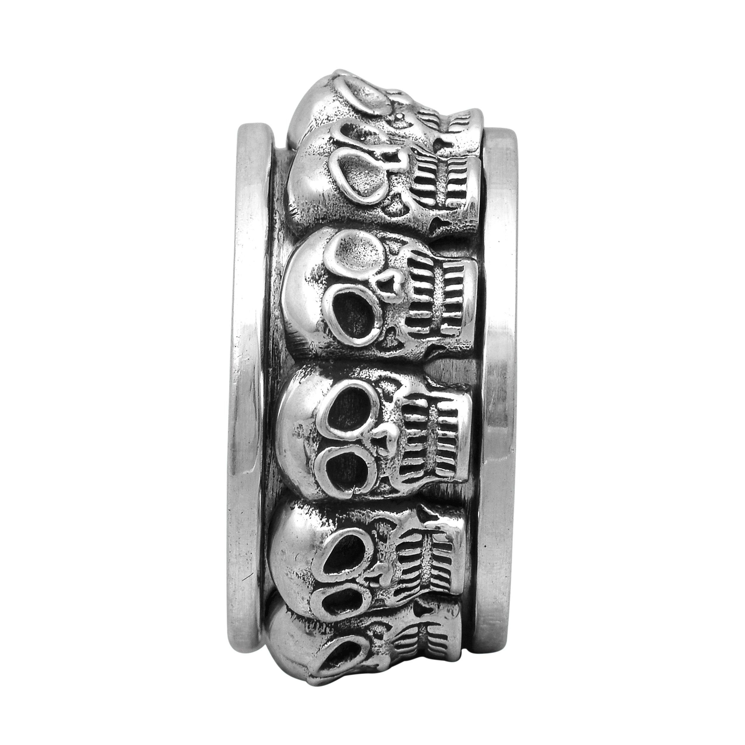 Gothic Skull Spinner Ring - Sterling Silver