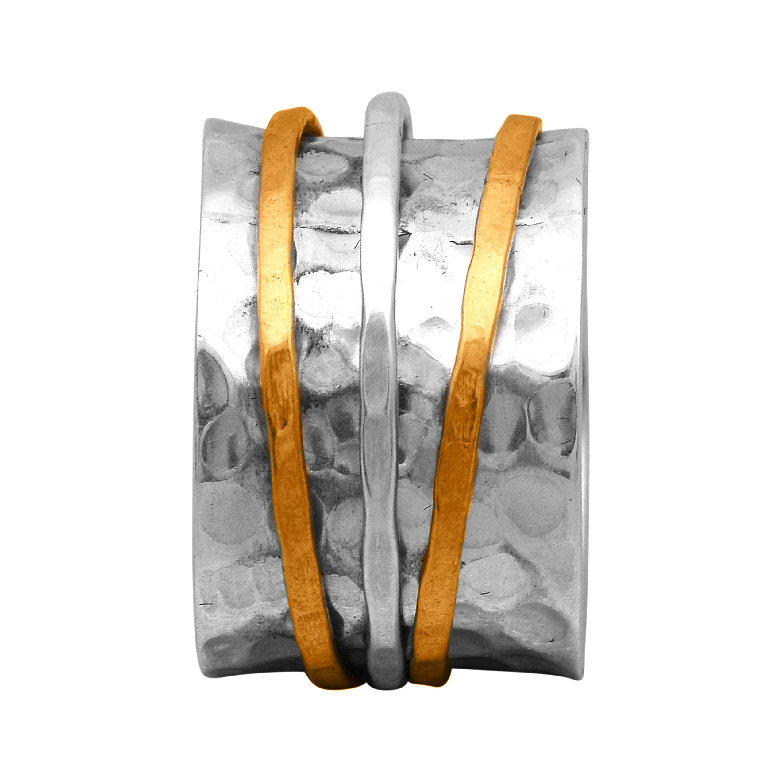 Multi Band Meditation Spinner Ring - Sterling Silver