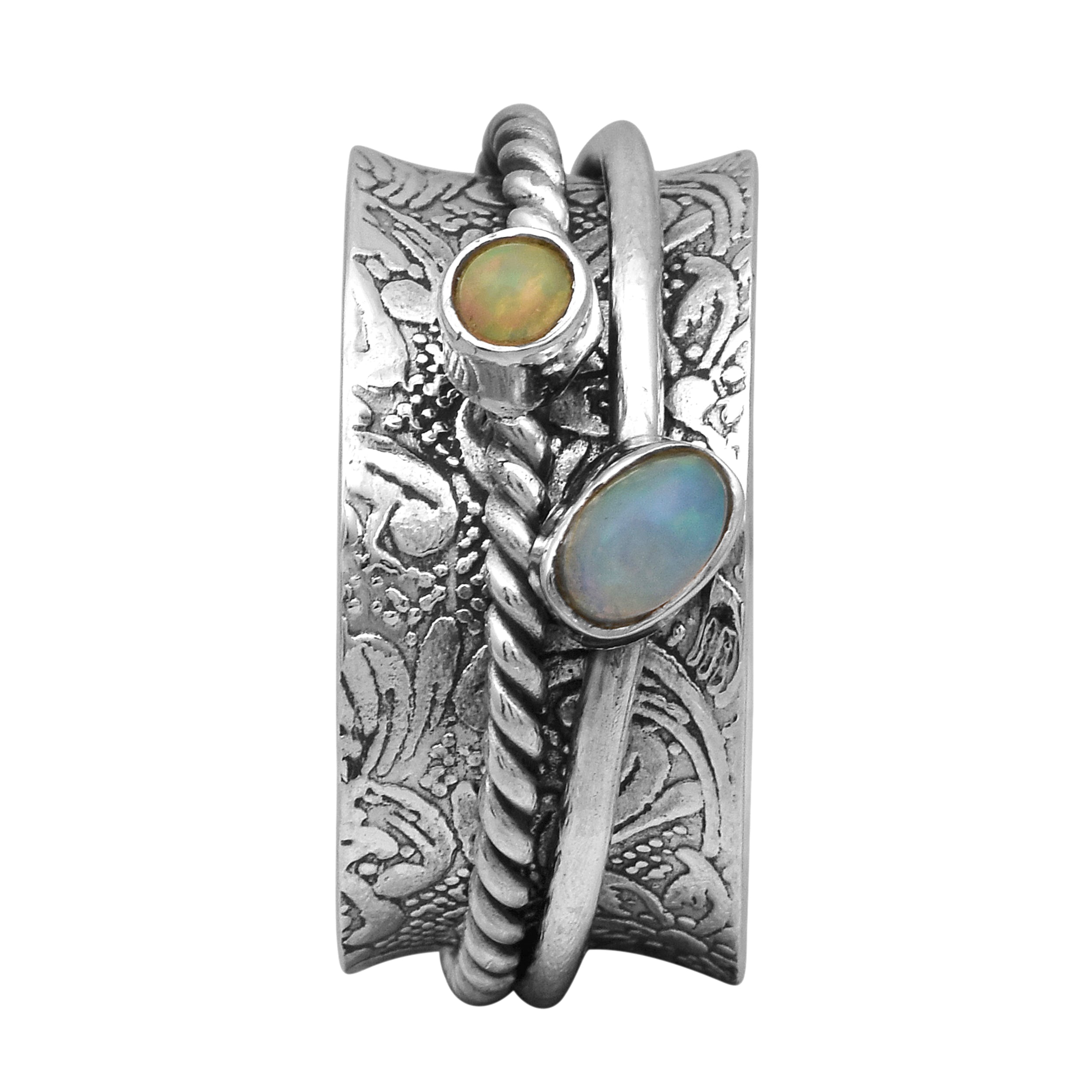 Opal Ring Spinner Design Ring – Sterling Silver