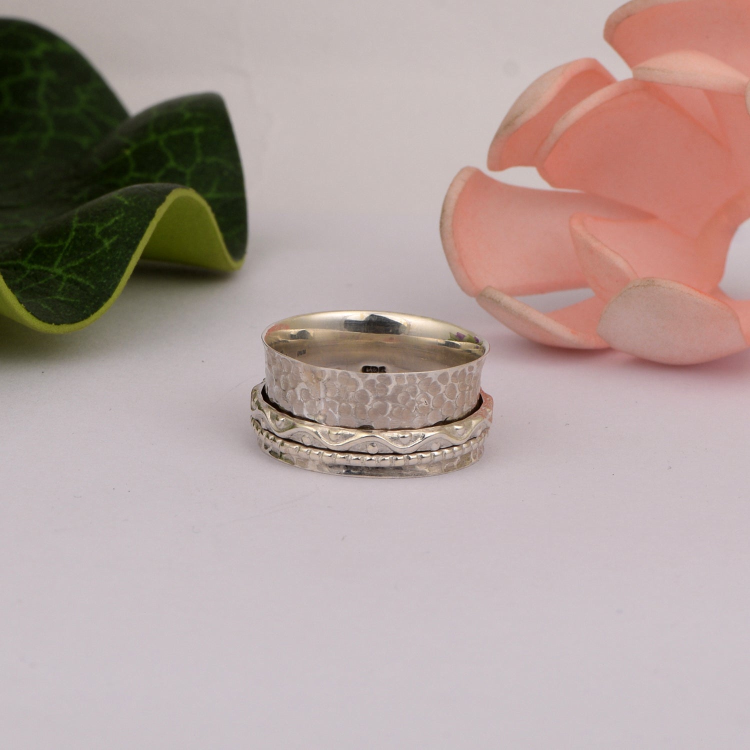 Hammered Textured Spinner Ring - Sterling Silver