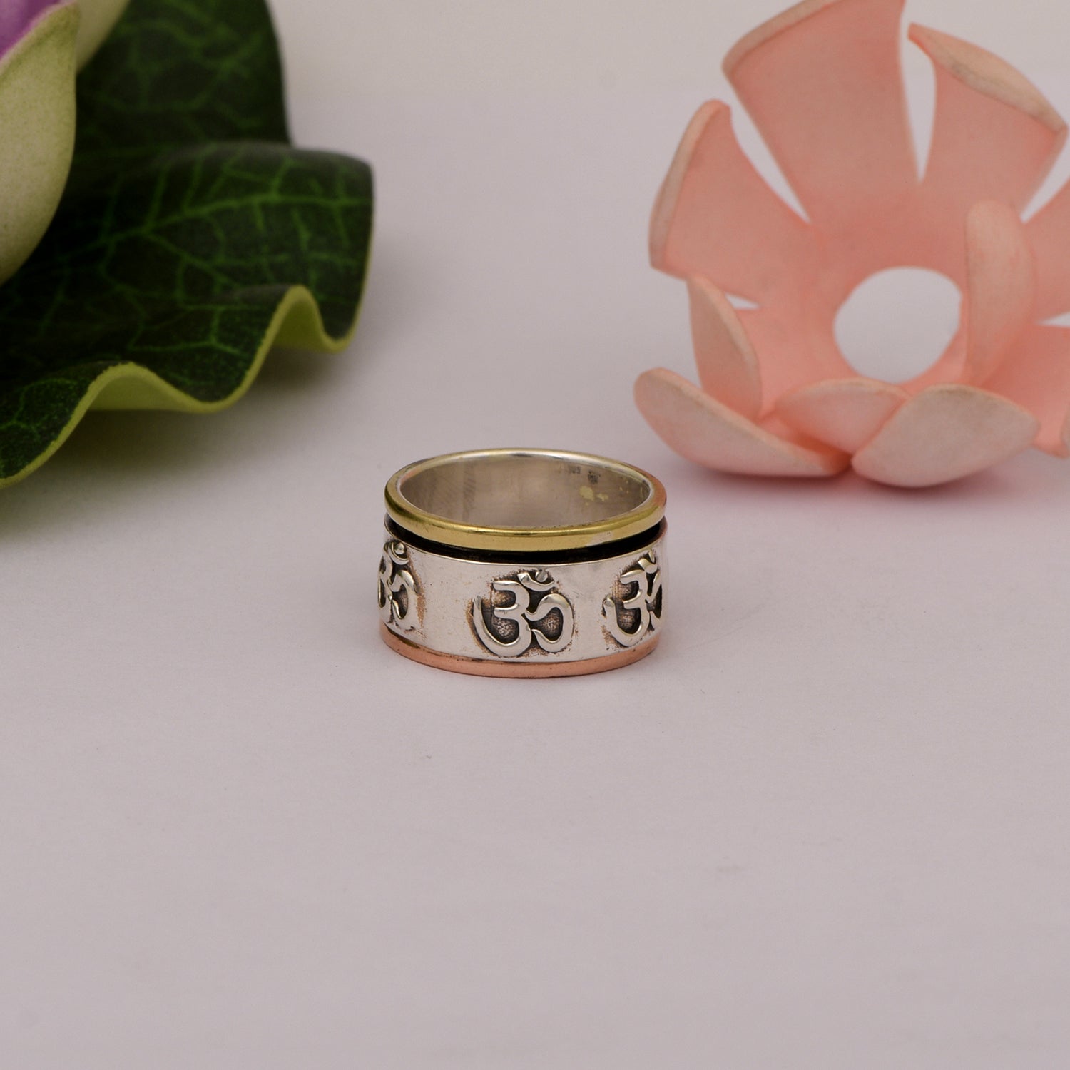 OM Sacred Symbol Design Spinner Ring - Sterling Silver