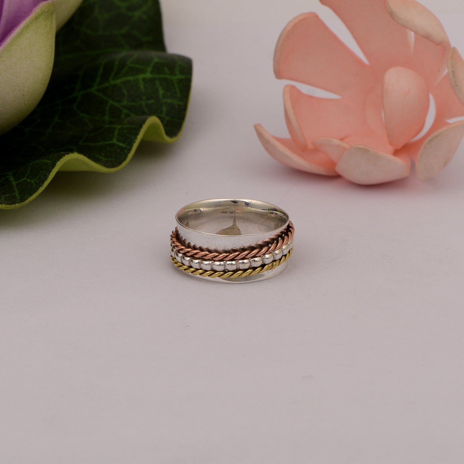 Triple Rope Design Spinner Ring - Sterling Silver