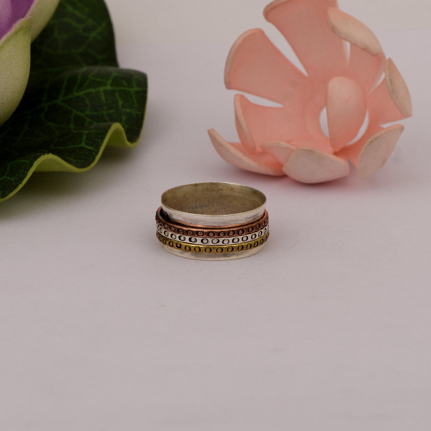 Dotted Pattern Spinner Ring - Sterling Silver