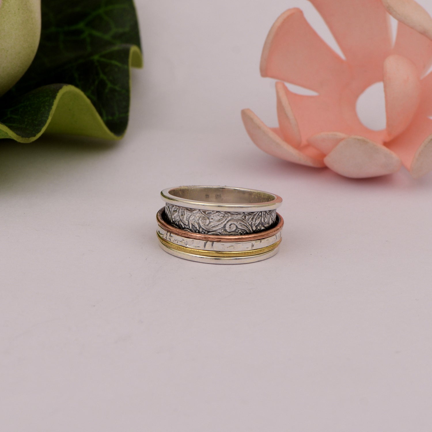 Dual-Tone Spinner Ring - Sterling Silver