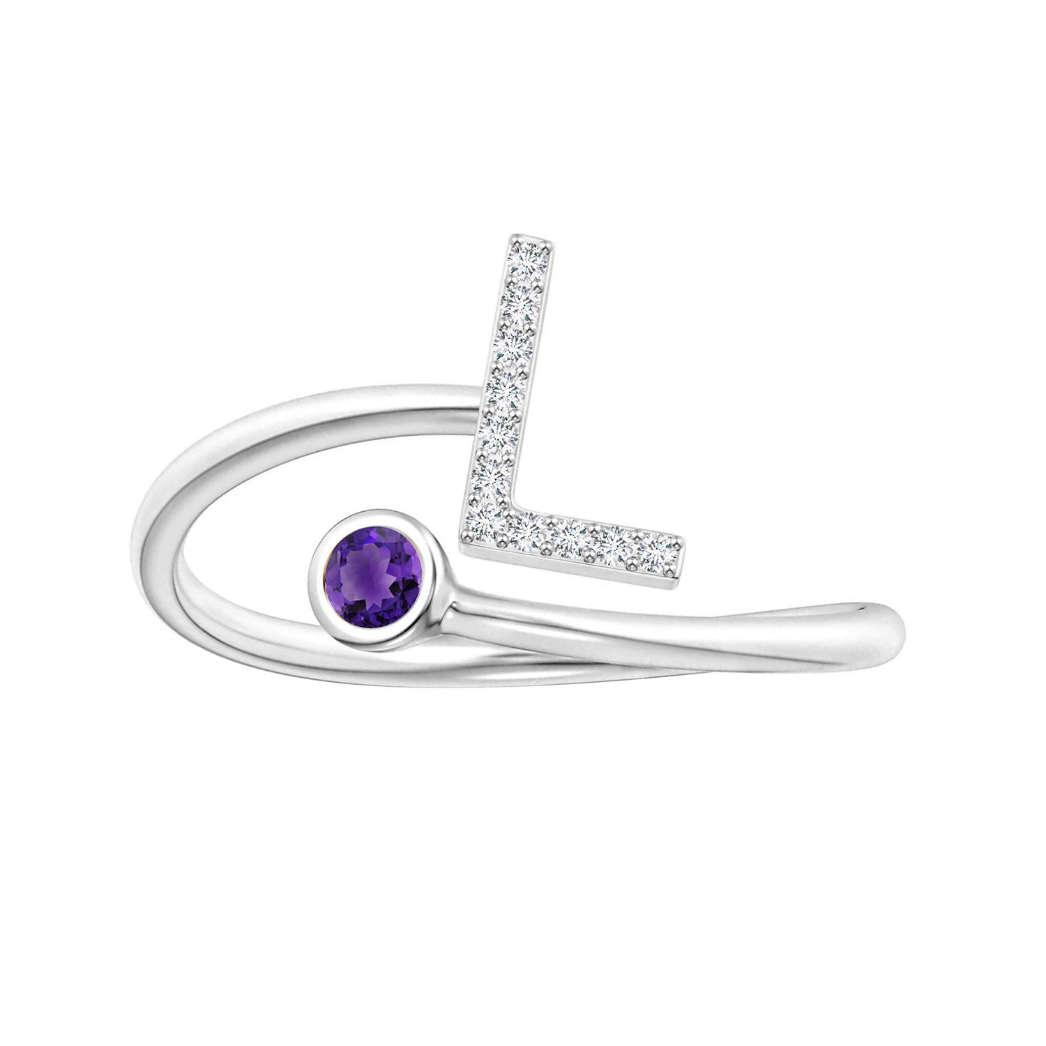 Initials Amethyst Alphabet Ring