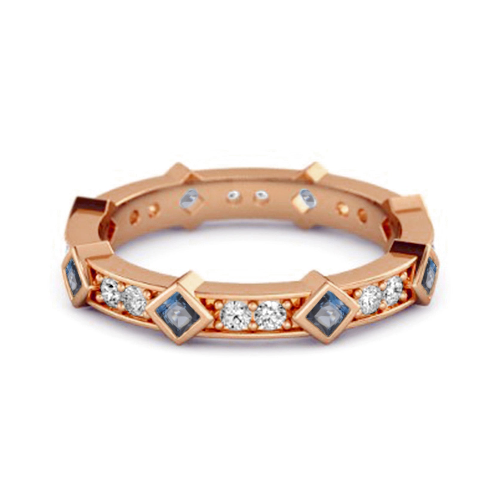 London Blue Topaz Eternity Band Ring – Sterling Silver