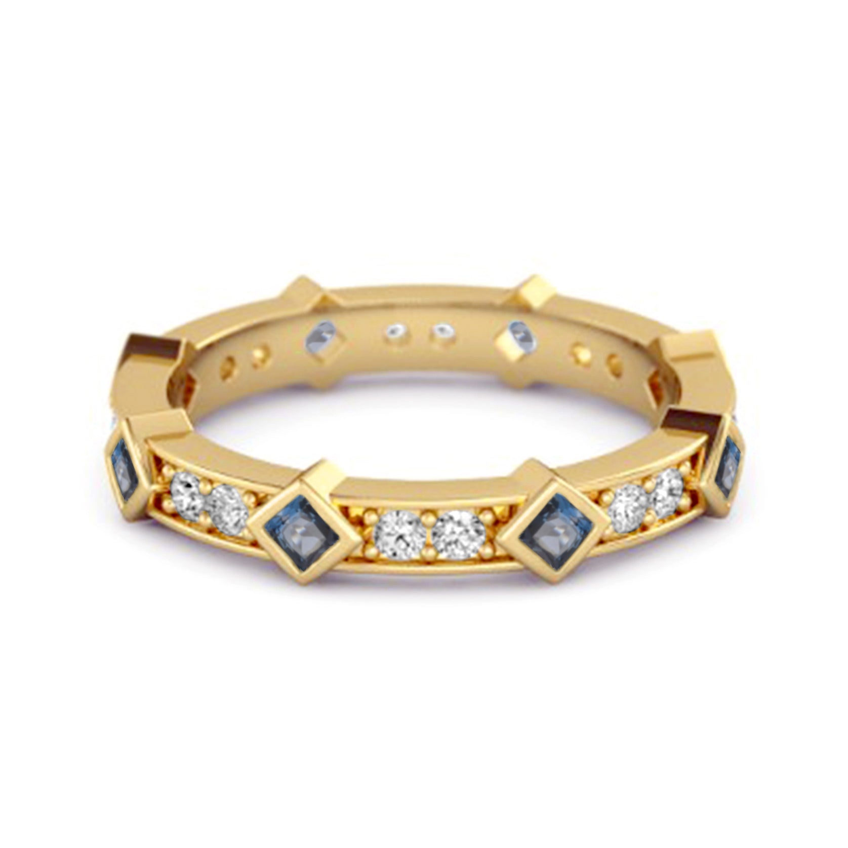 London Blue Topaz Eternity Band Ring – Sterling Silver