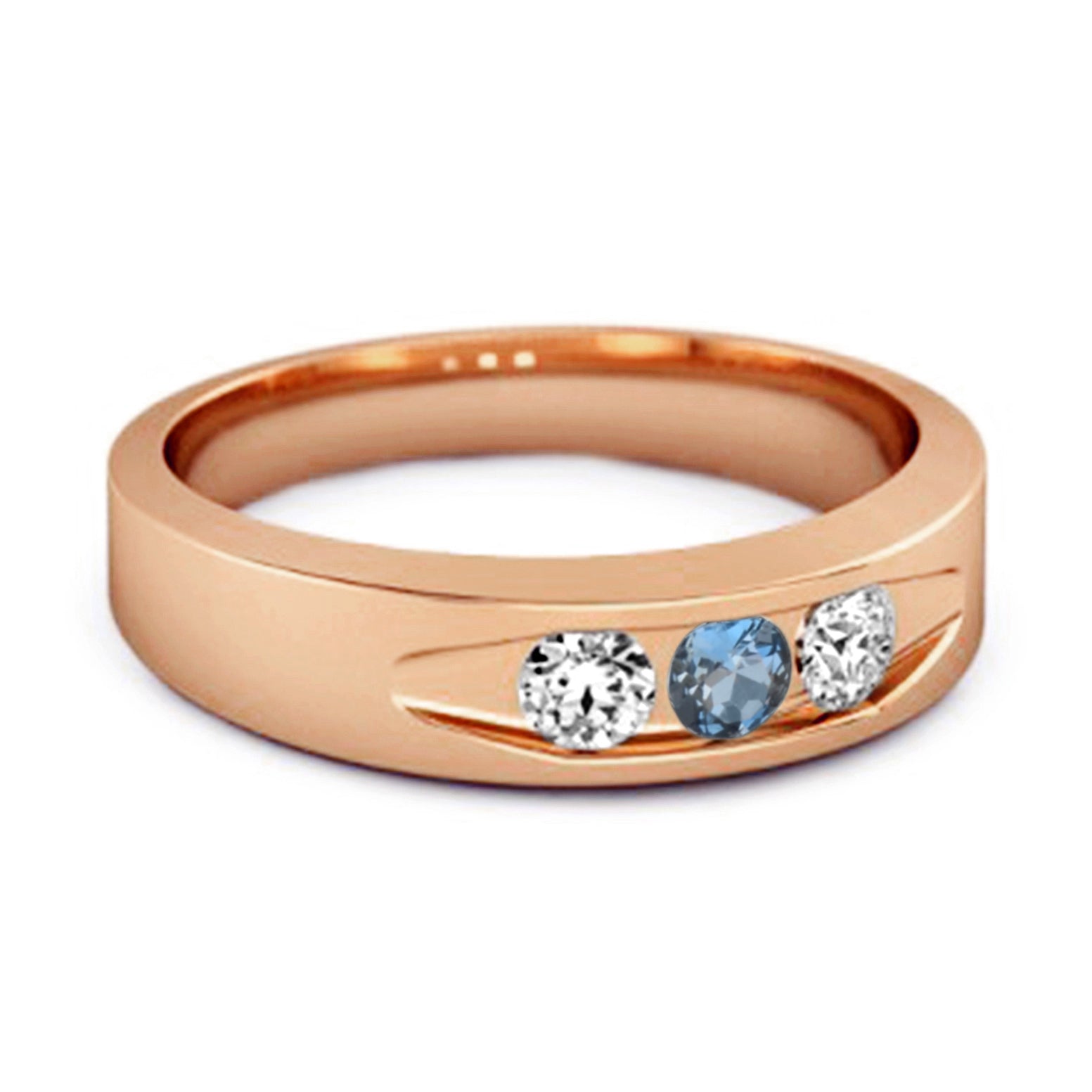 London Blue Topaz Three Stone Band Ring - Sterling Silver