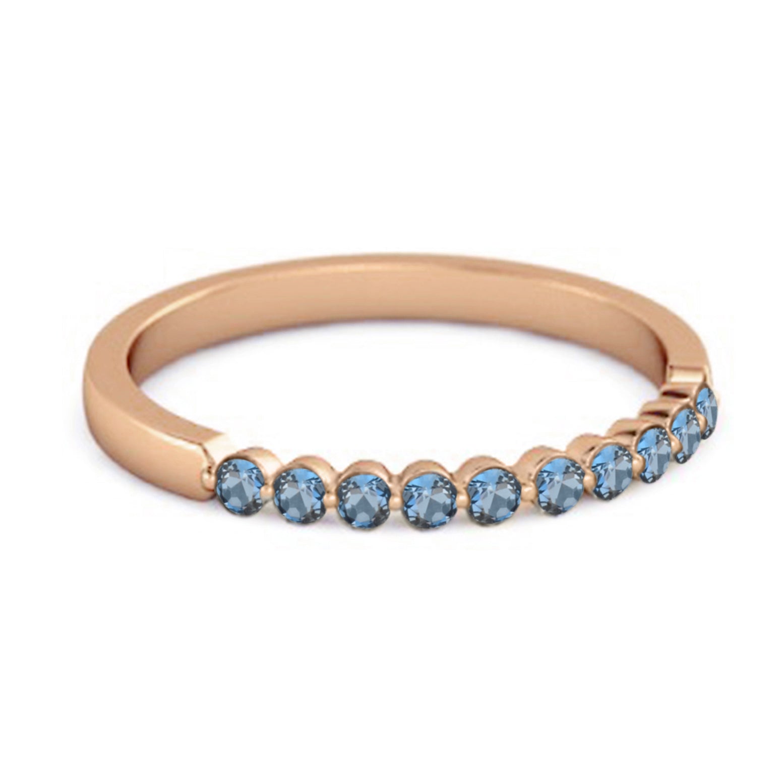 London Blue Topaz Half Eternity Design Band Ring – Sterling Silver
