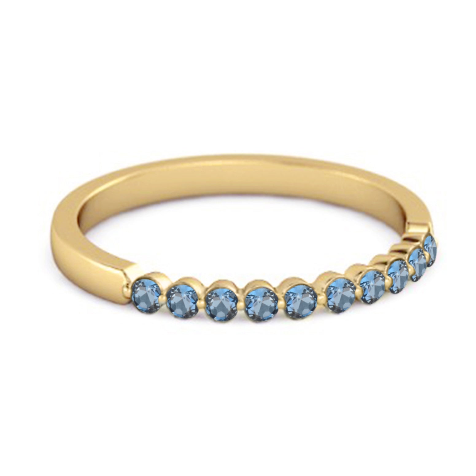 London Blue Topaz Half Eternity Design Band Ring – Sterling Silver