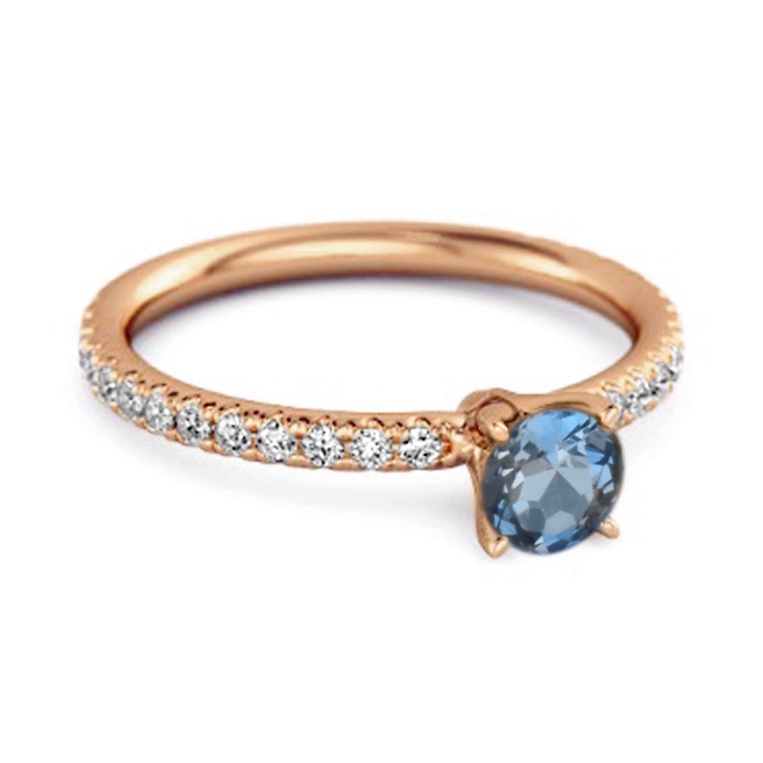 London blue topaz Round Soliatire Ring – Sterling Silver