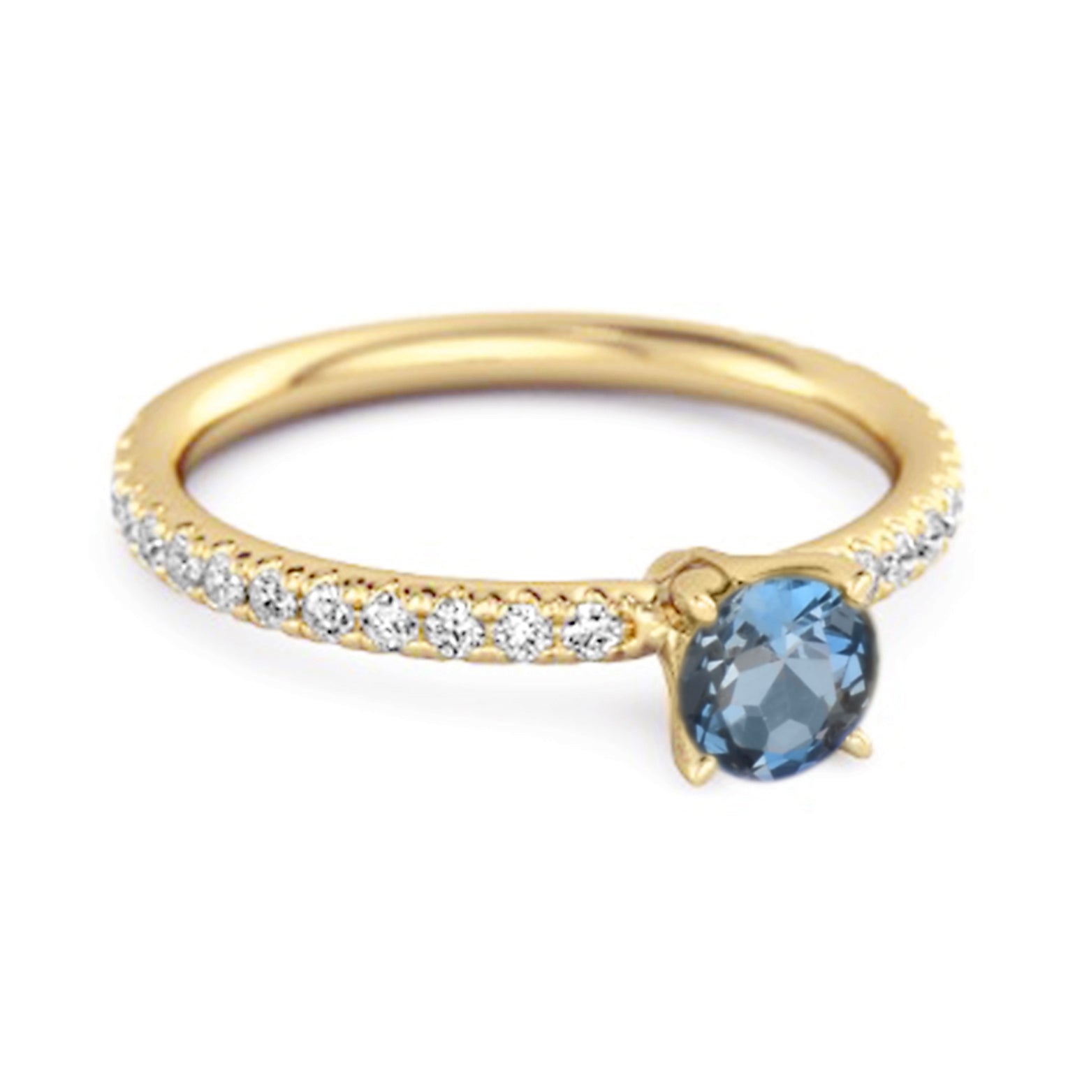 London blue topaz Round Soliatire Ring – Sterling Silver