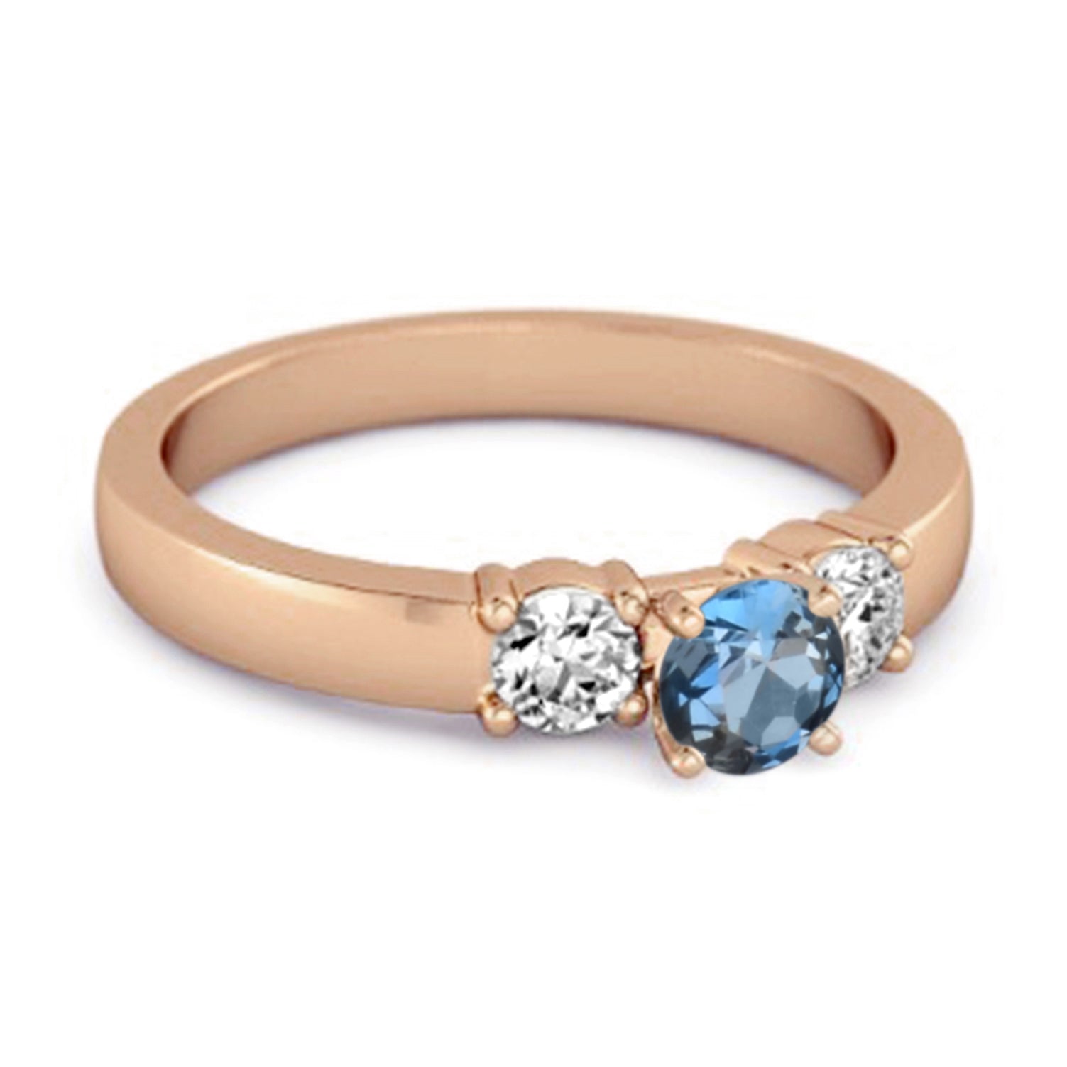 Anello misterioso in argento sterling 925 con topazio blu Londra da 0,10 carati e tre pietre