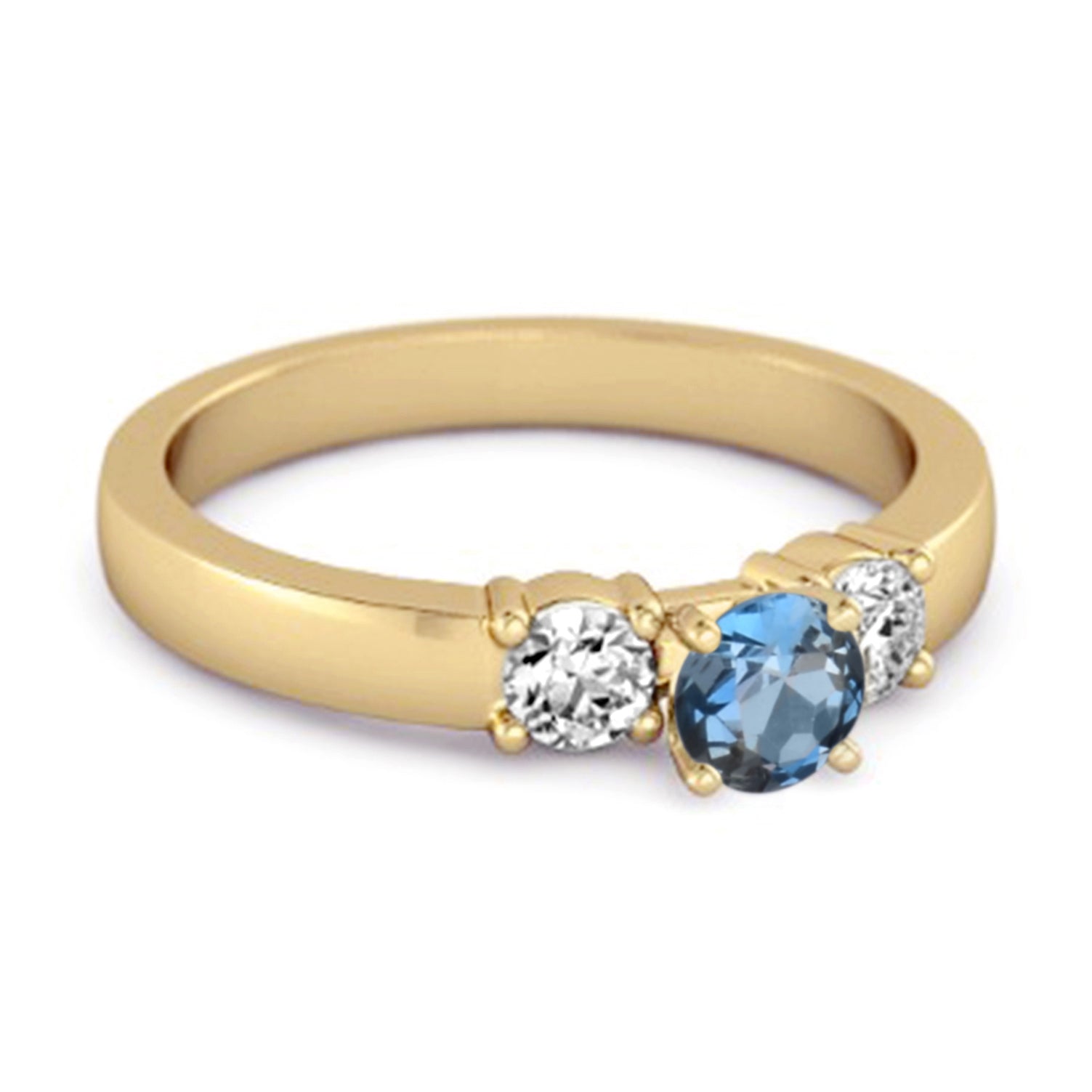 Anello misterioso in argento sterling 925 con topazio blu Londra da 0,10 carati e tre pietre