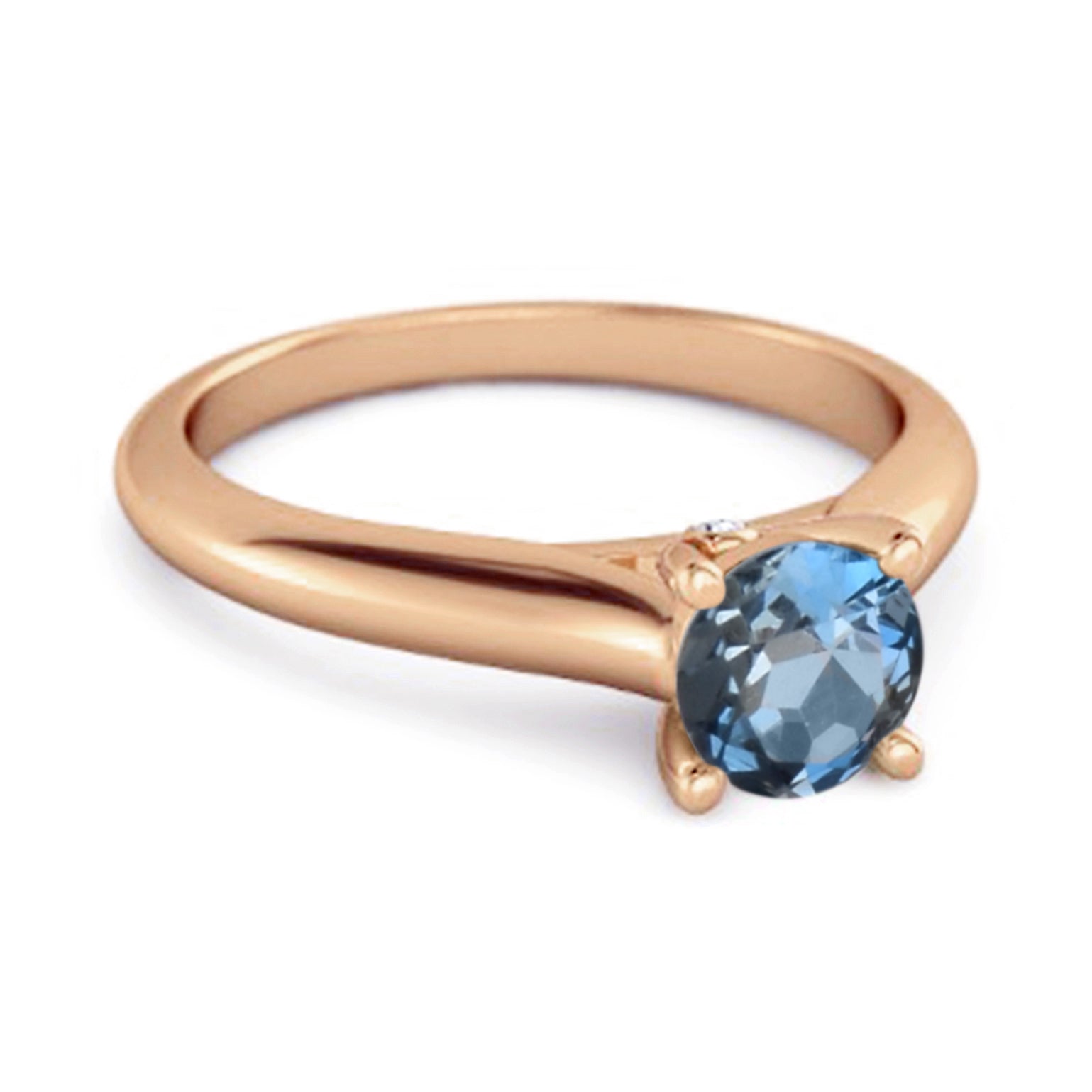London Blue Topaz Round Solitaire Ring – Sterling Silver