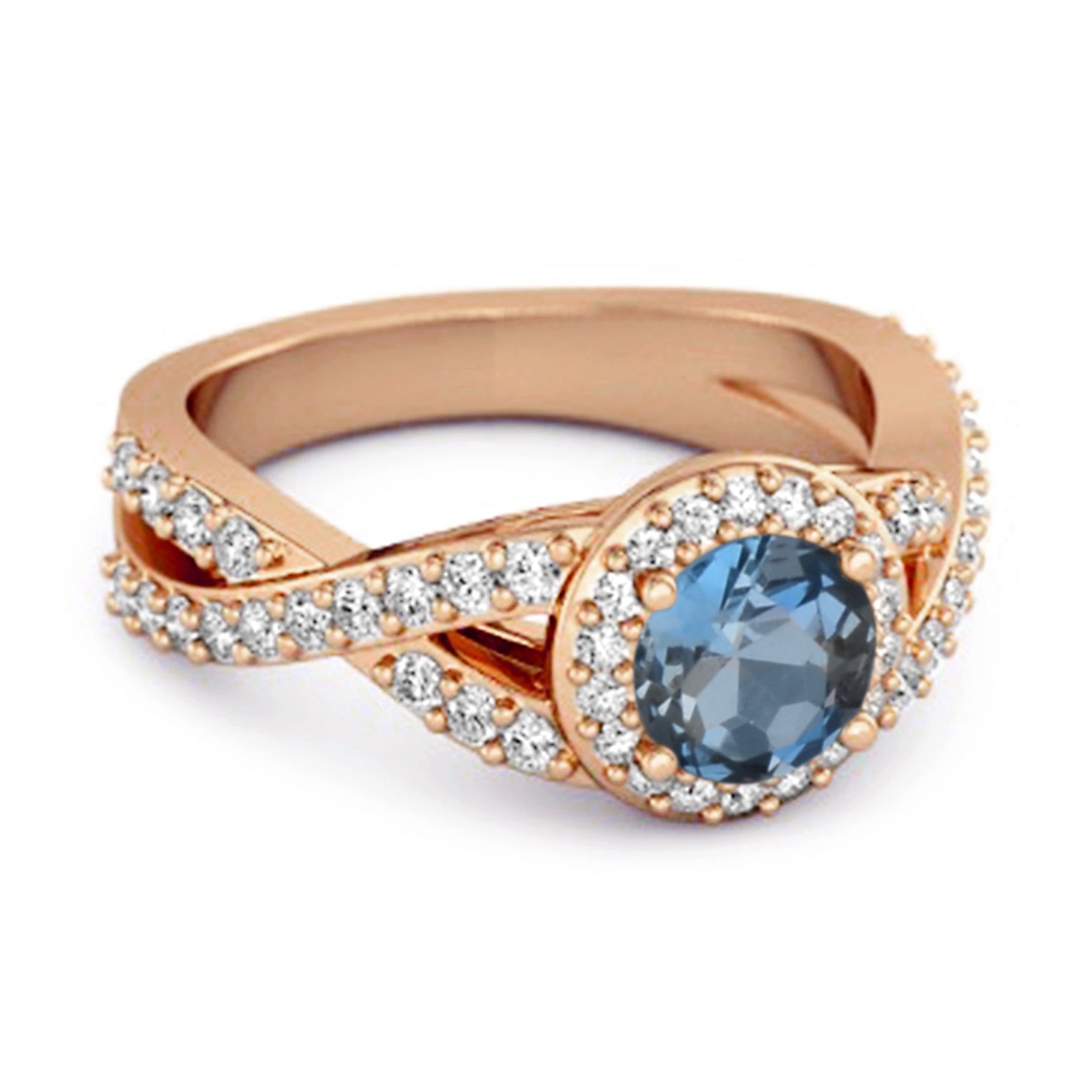 London Blue Topaz Halo Accents Ring – Sterling Silver