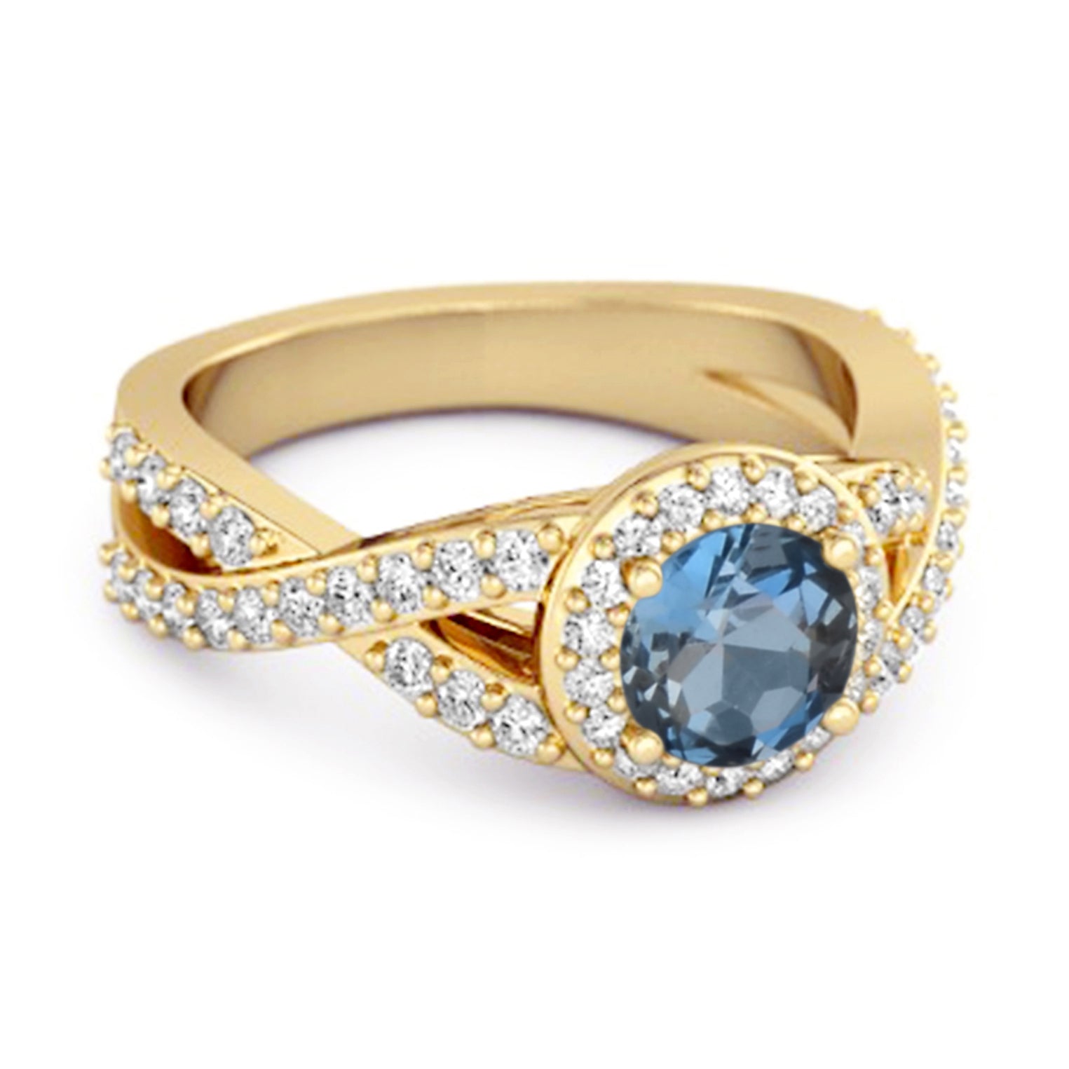 London Blue Topaz Halo Accents Ring – Sterling Silver