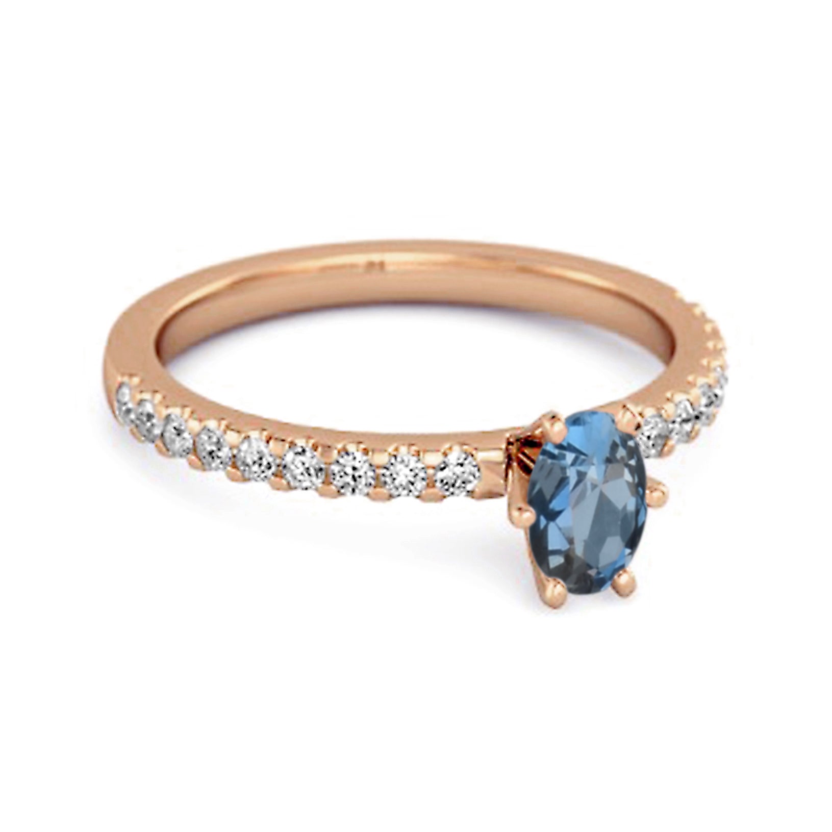 Anello solitario con topazio blu Londra da 0,25 carati in argento sterling 925, abbagliante