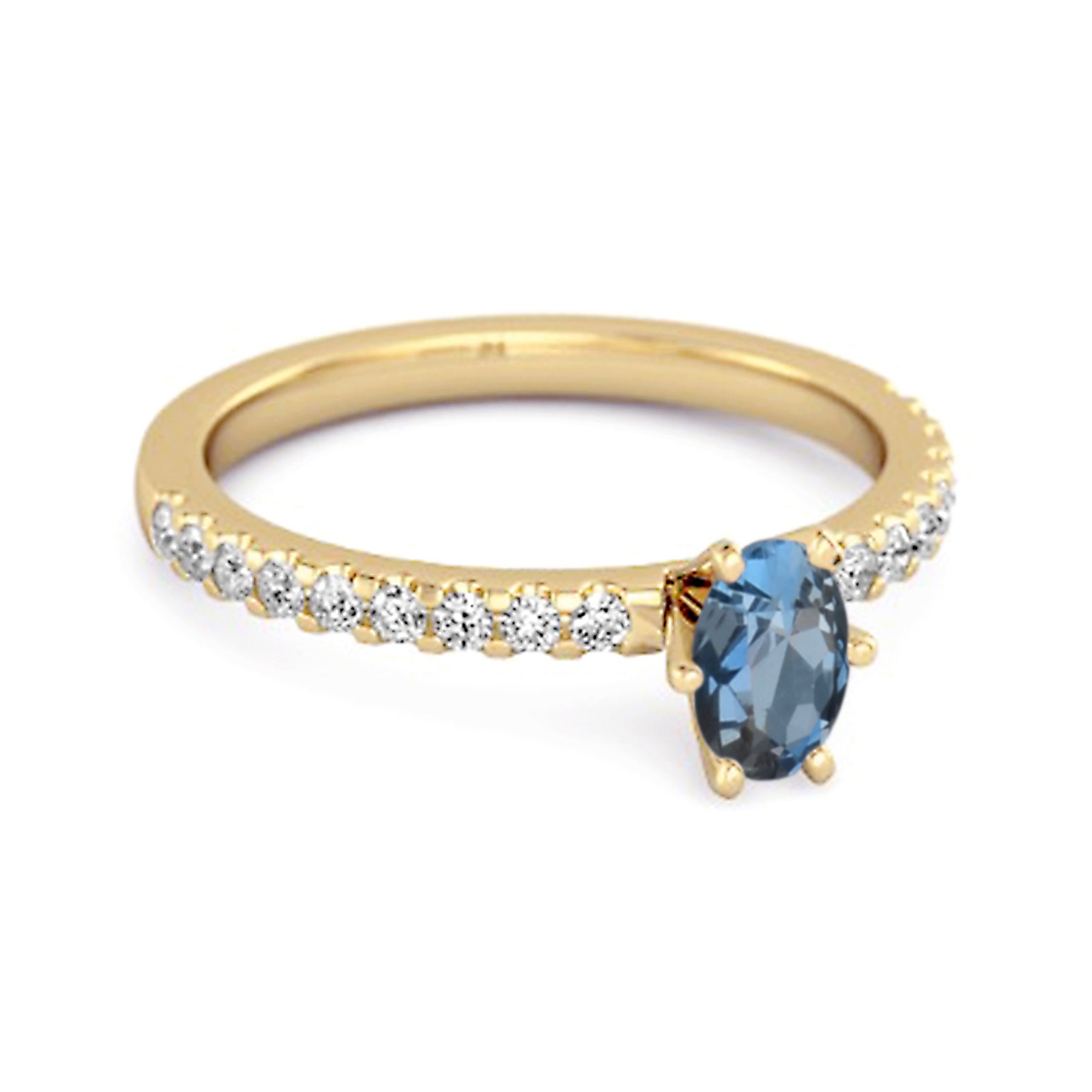 Anello solitario con topazio blu Londra da 0,25 carati in argento sterling 925, abbagliante
