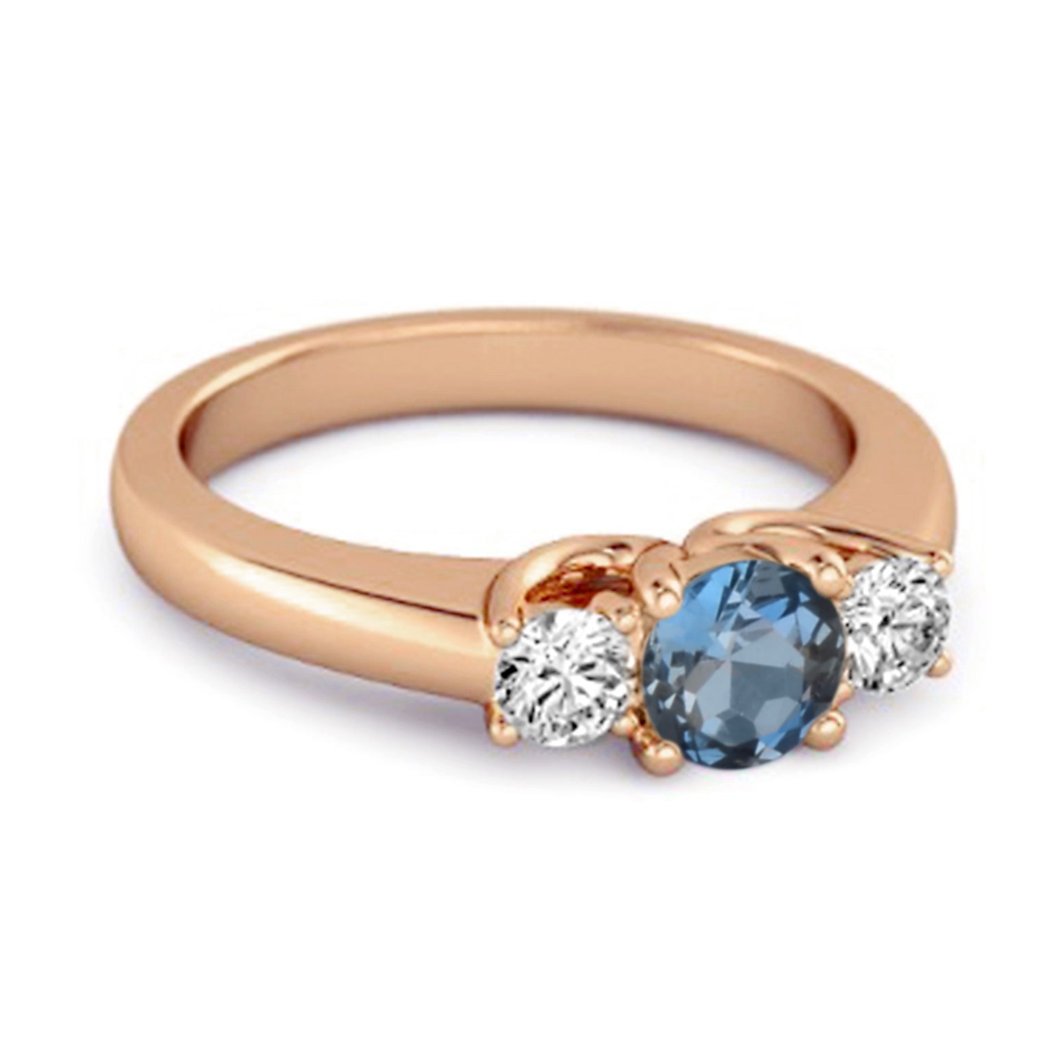 Anello di fidanzamento in argento 925 con tre pietre da 0,10 carati di topazio blu Londra
