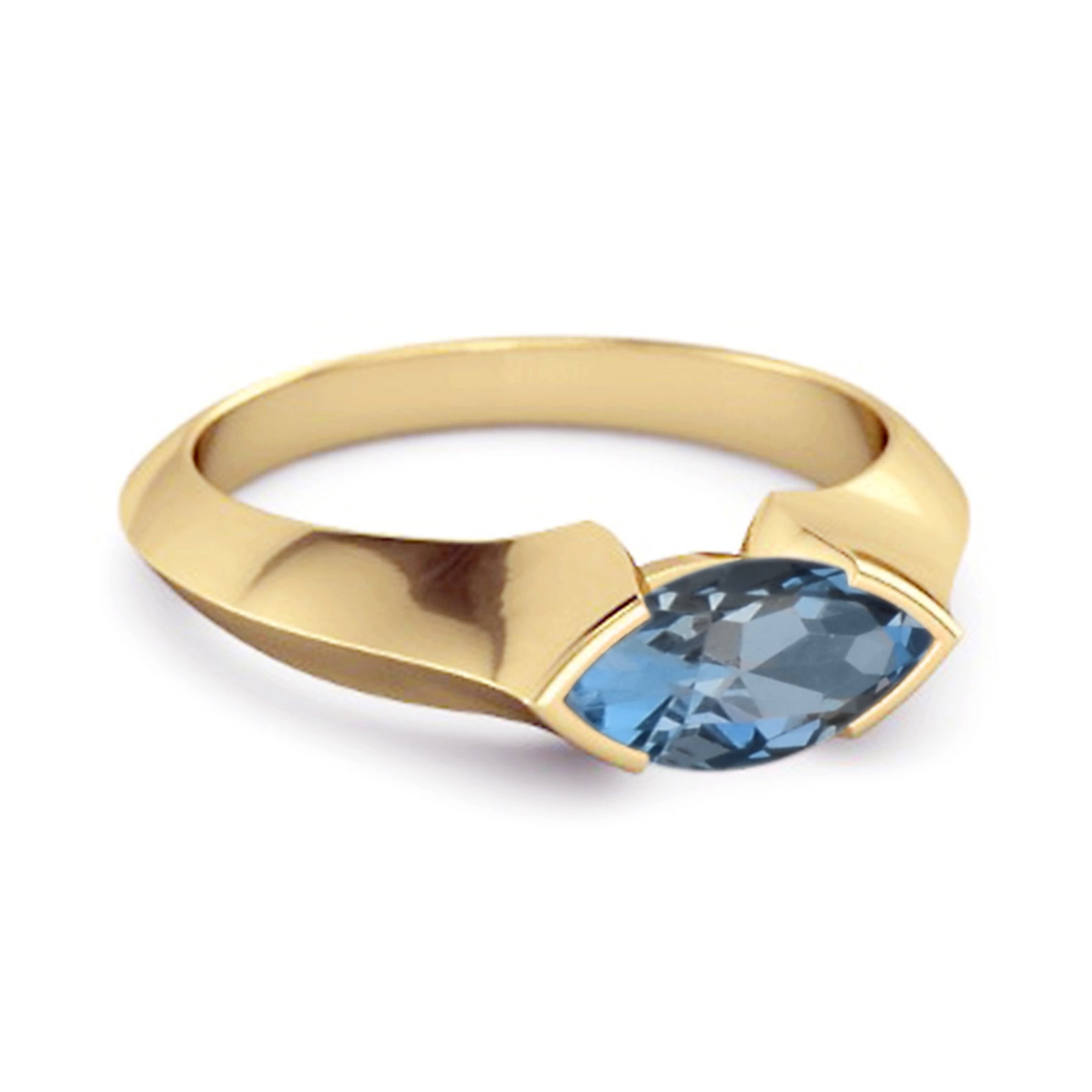 Anello di fidanzamento in argento sterling 925 con topazio blu Londra marquise da 0,25 carati