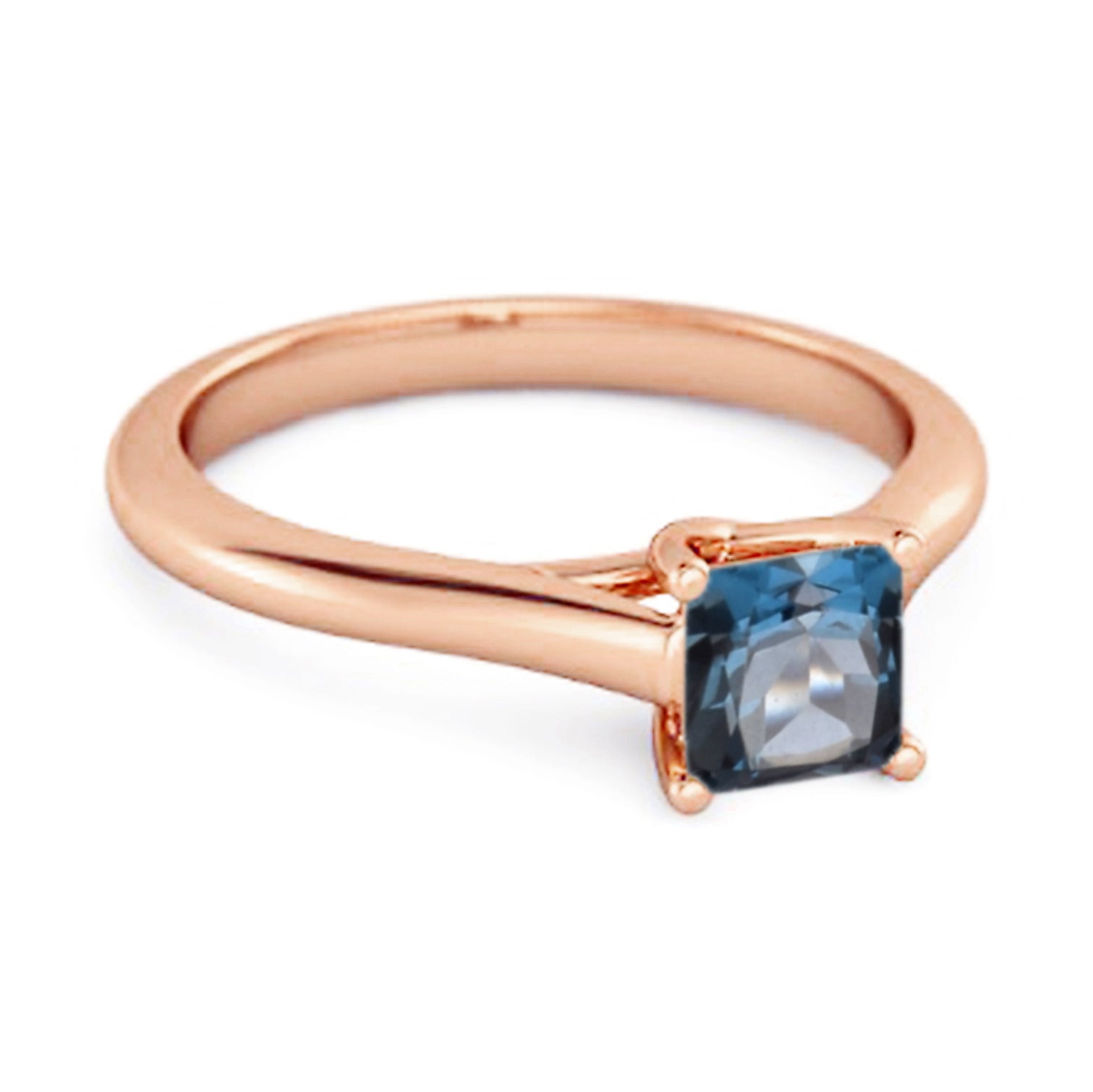 Anello con promessa in argento sterling 925 con topazio blu Londra taglio quadrato solitario