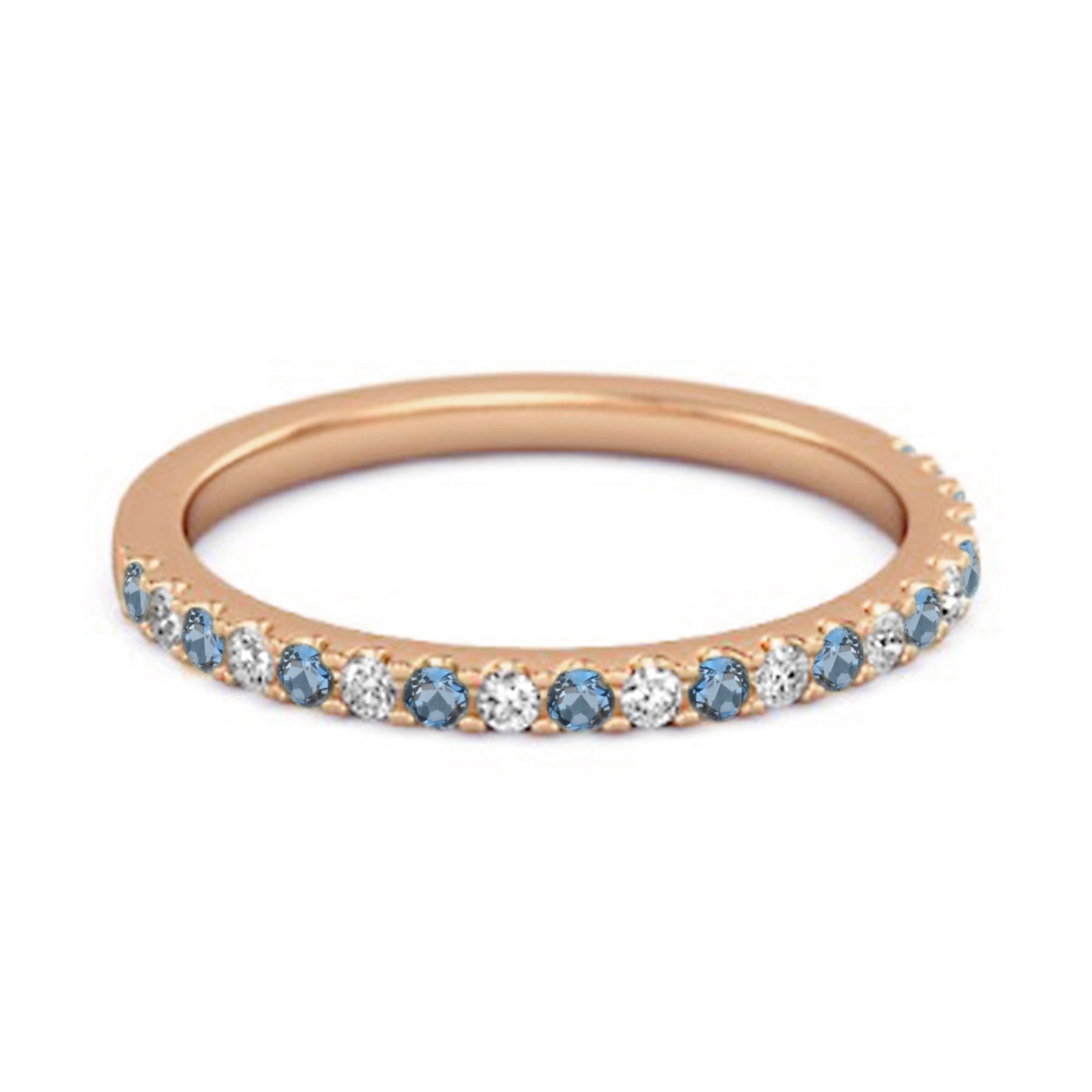 London Blue Topaz Eternity Band Ring - Sterling Silver